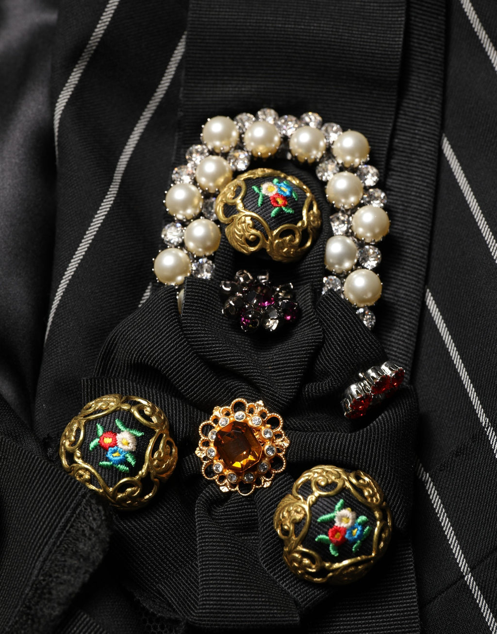 Veste Blazer croisée rayée noire Dolce & Gabbana