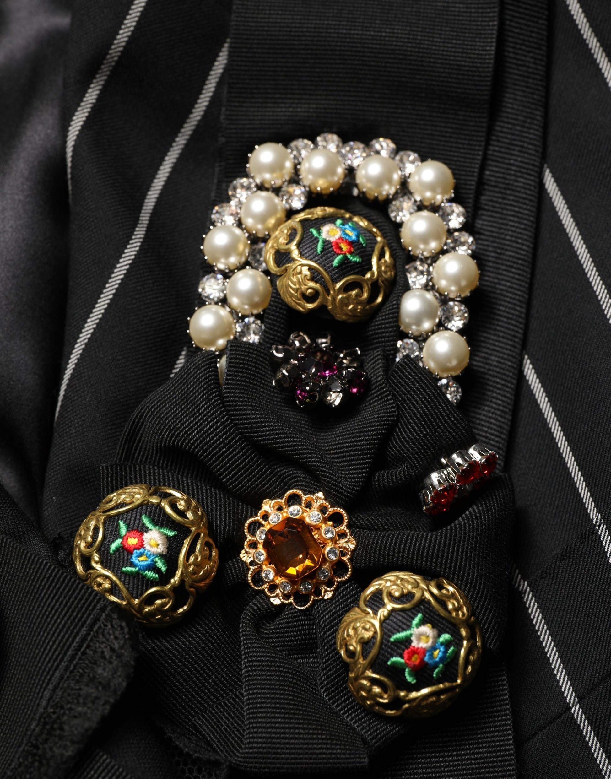 Veste Blazer croisée rayée noire Dolce & Gabbana