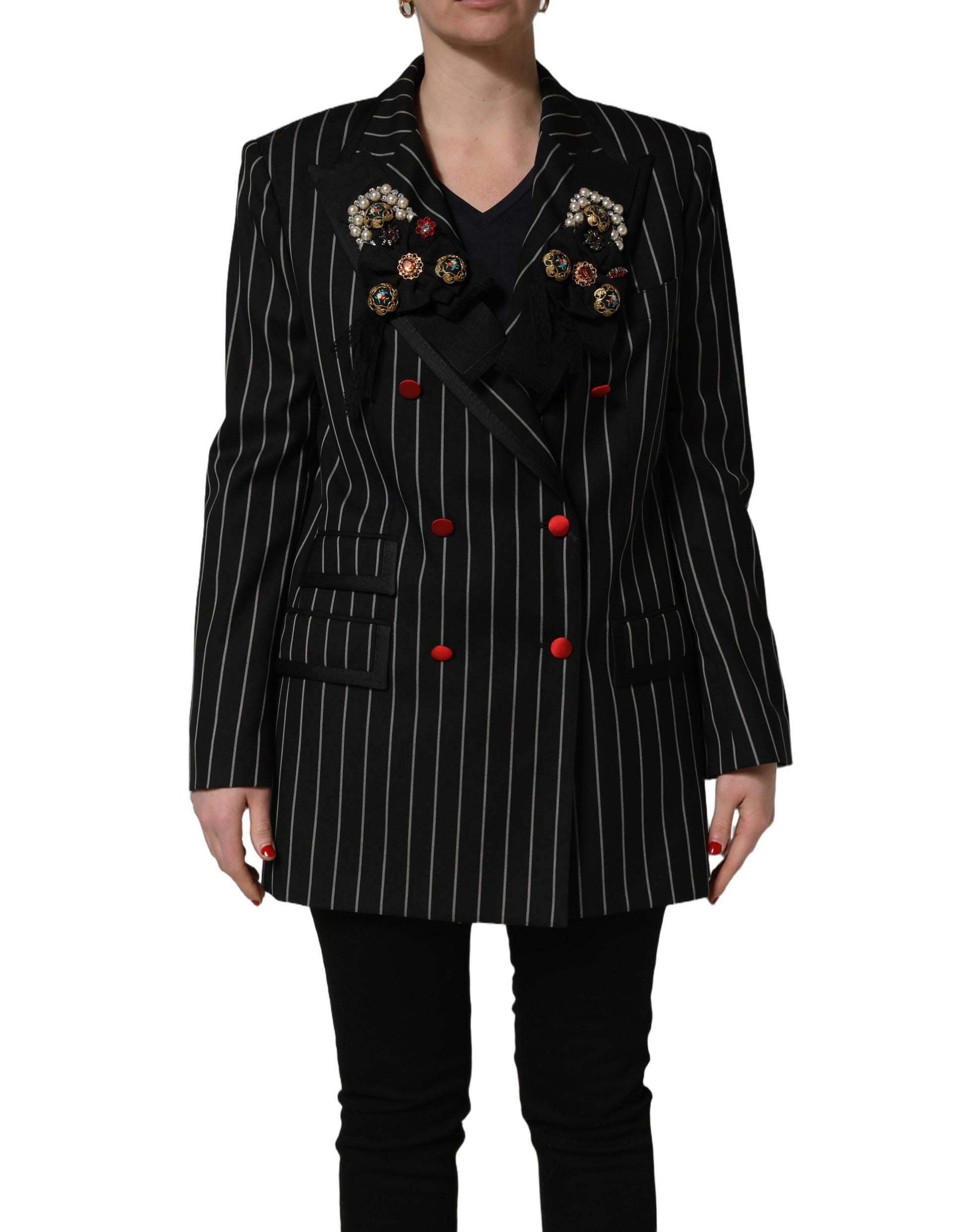 Veste Blazer croisée rayée noire Dolce & Gabbana