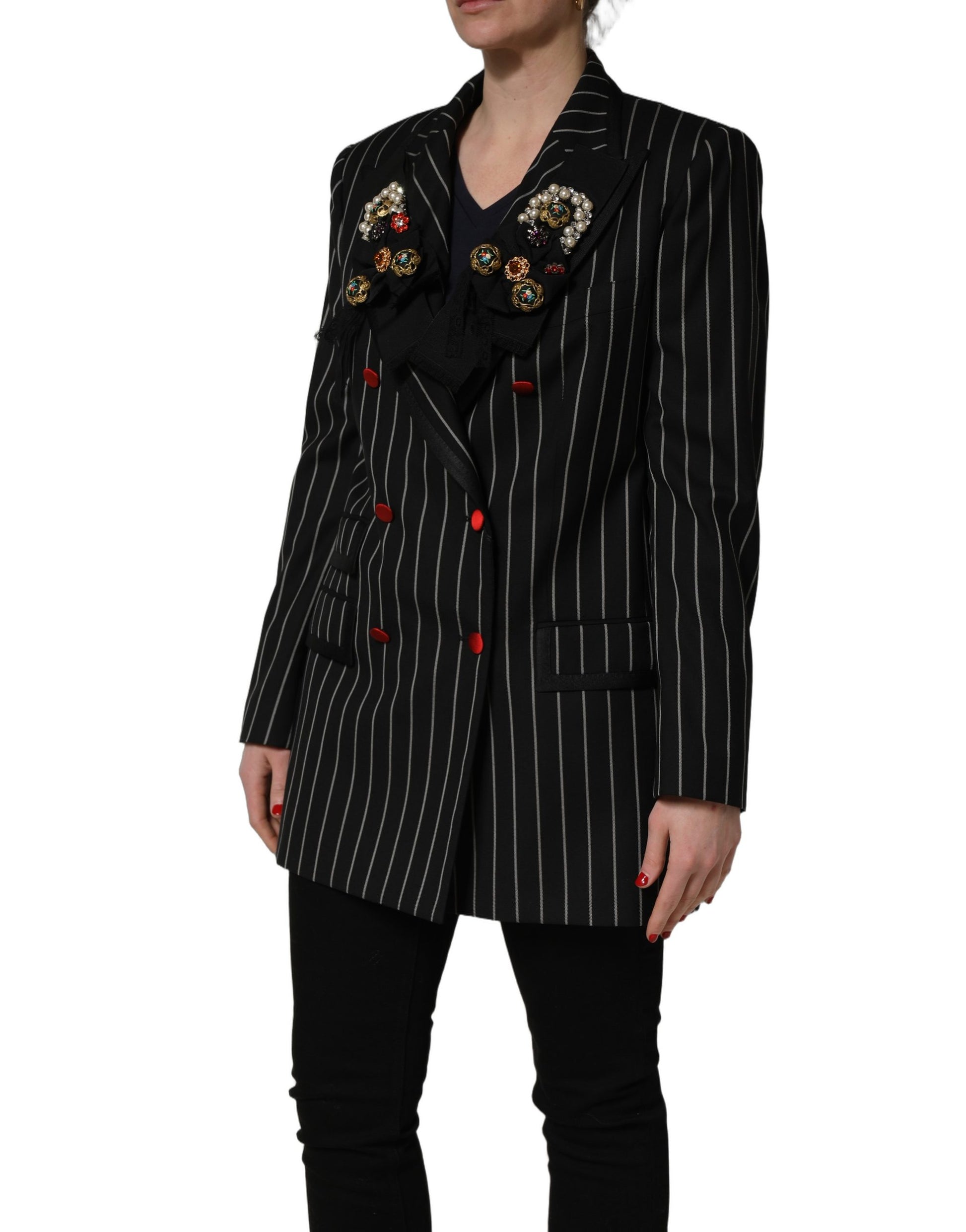 Veste Blazer croisée rayée noire Dolce & Gabbana