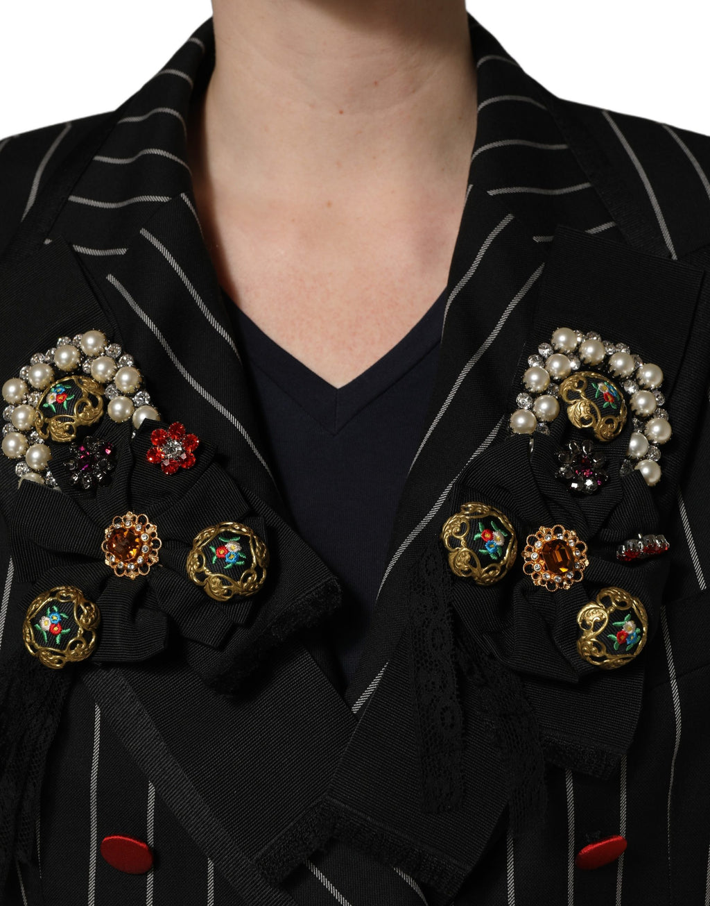 Veste Blazer croisée rayée noire Dolce & Gabbana