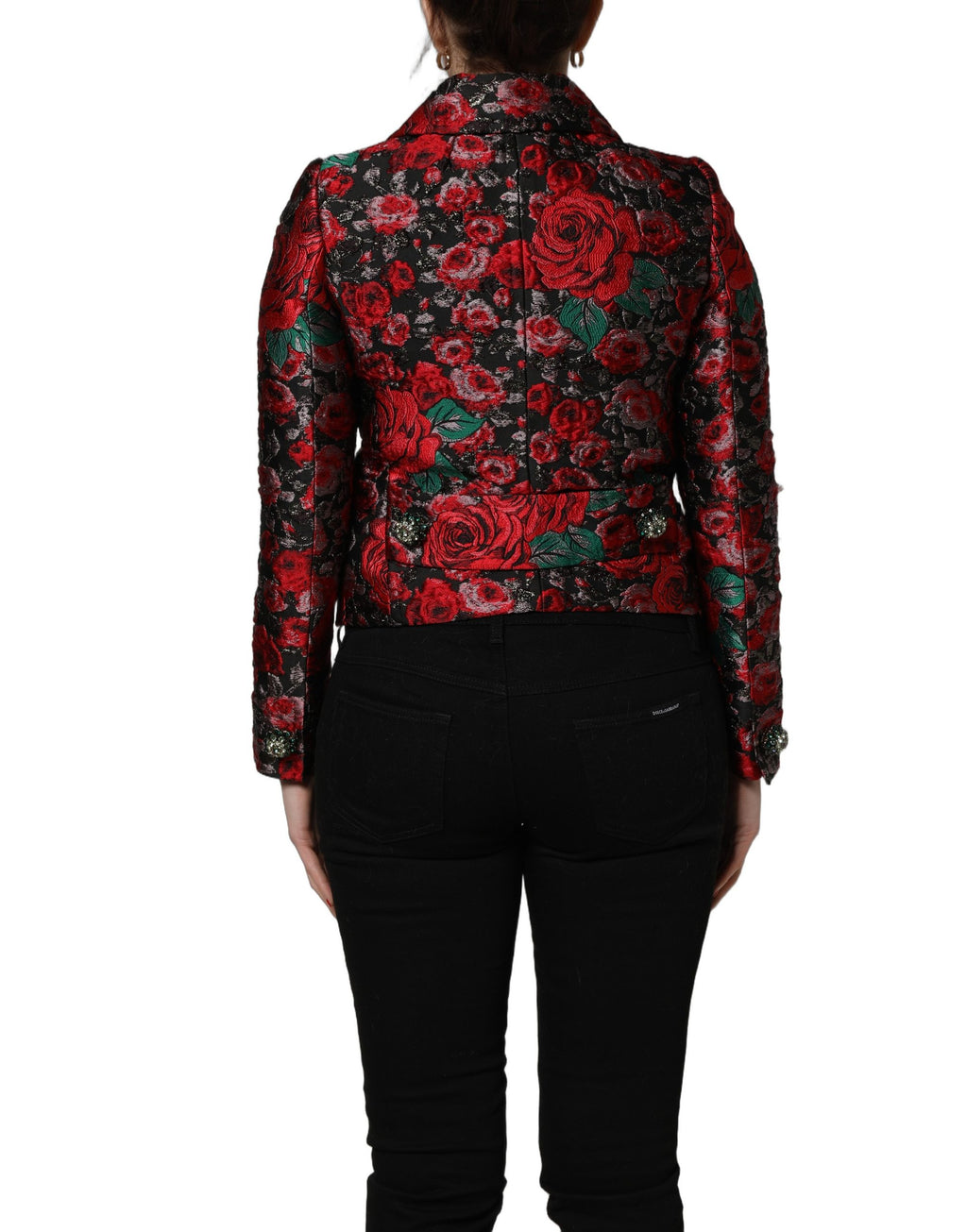 Veste blazer Dolce & Gabbana en brocart floral multicolore à boutons