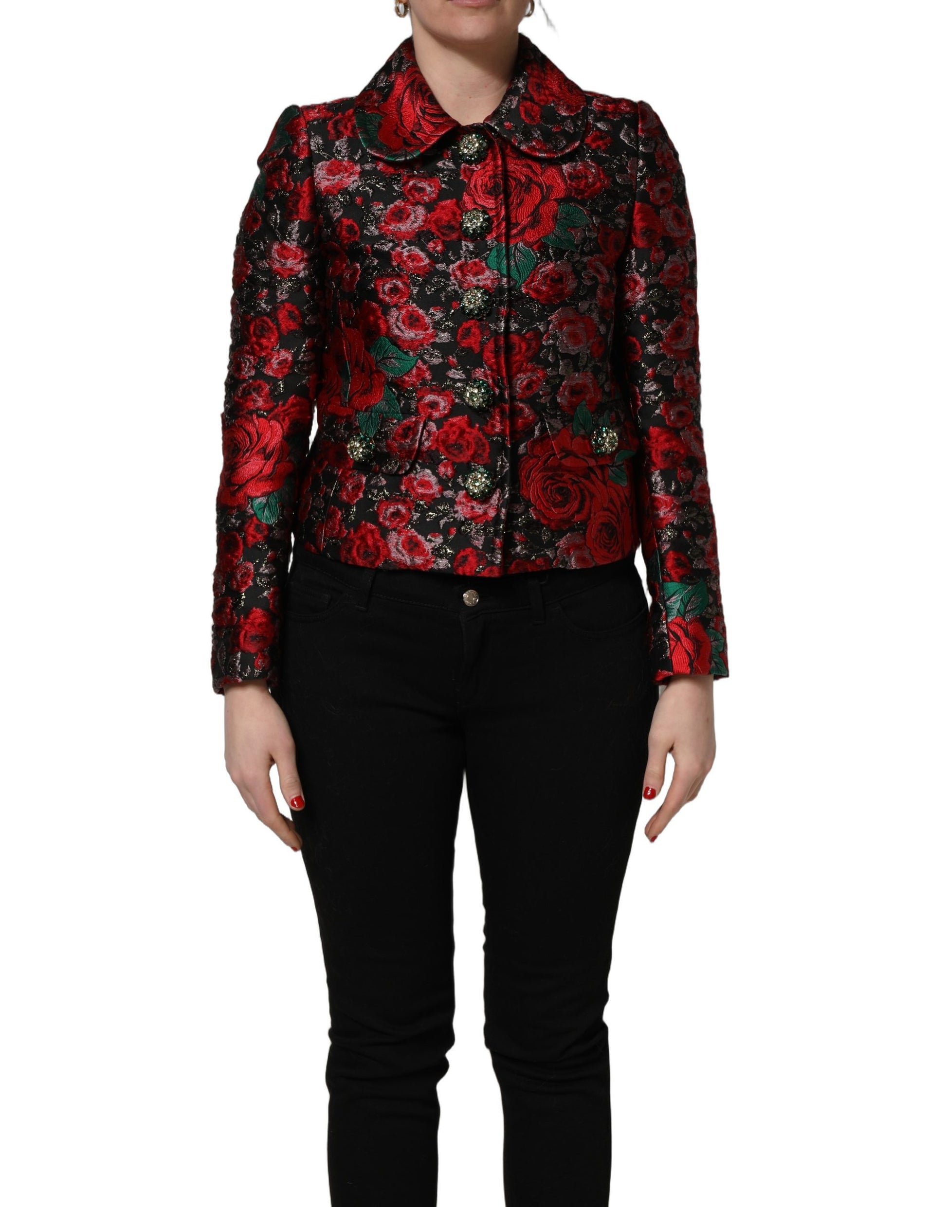 Veste blazer Dolce & Gabbana en brocart floral multicolore à boutons