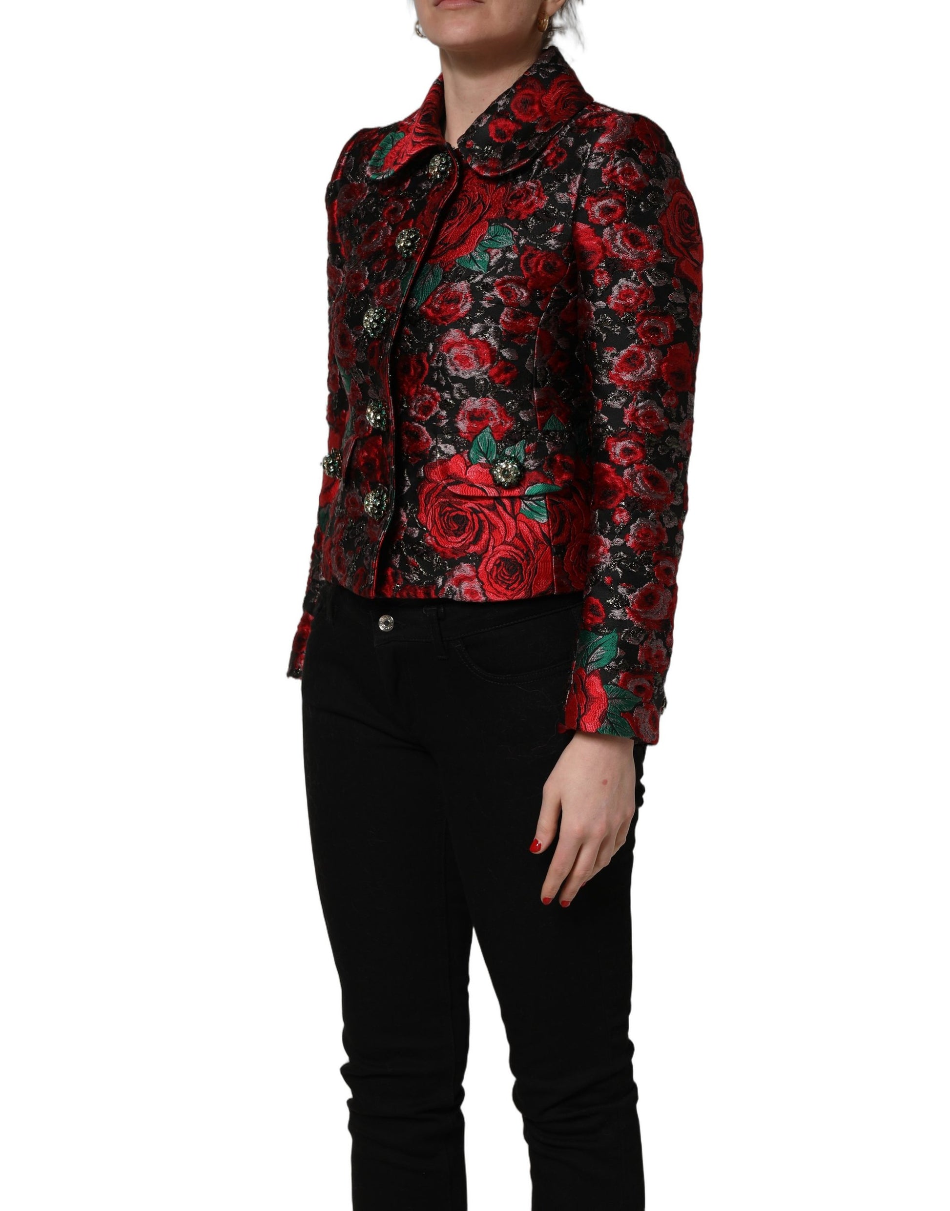 Veste blazer Dolce & Gabbana en brocart floral multicolore à boutons