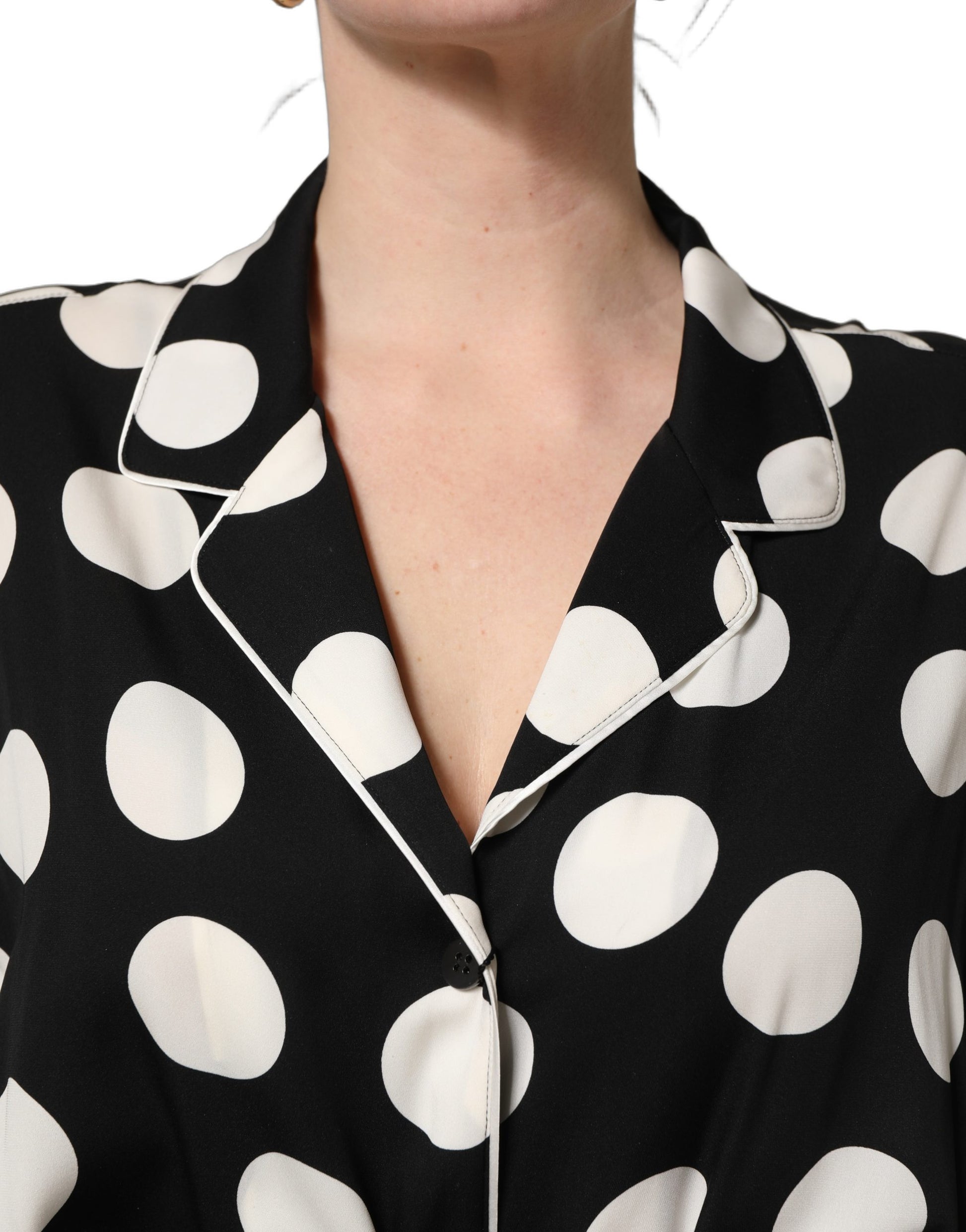 Pyjama Dolce & Gabbana à pois noirs et blancs, ensemble 2 pièces