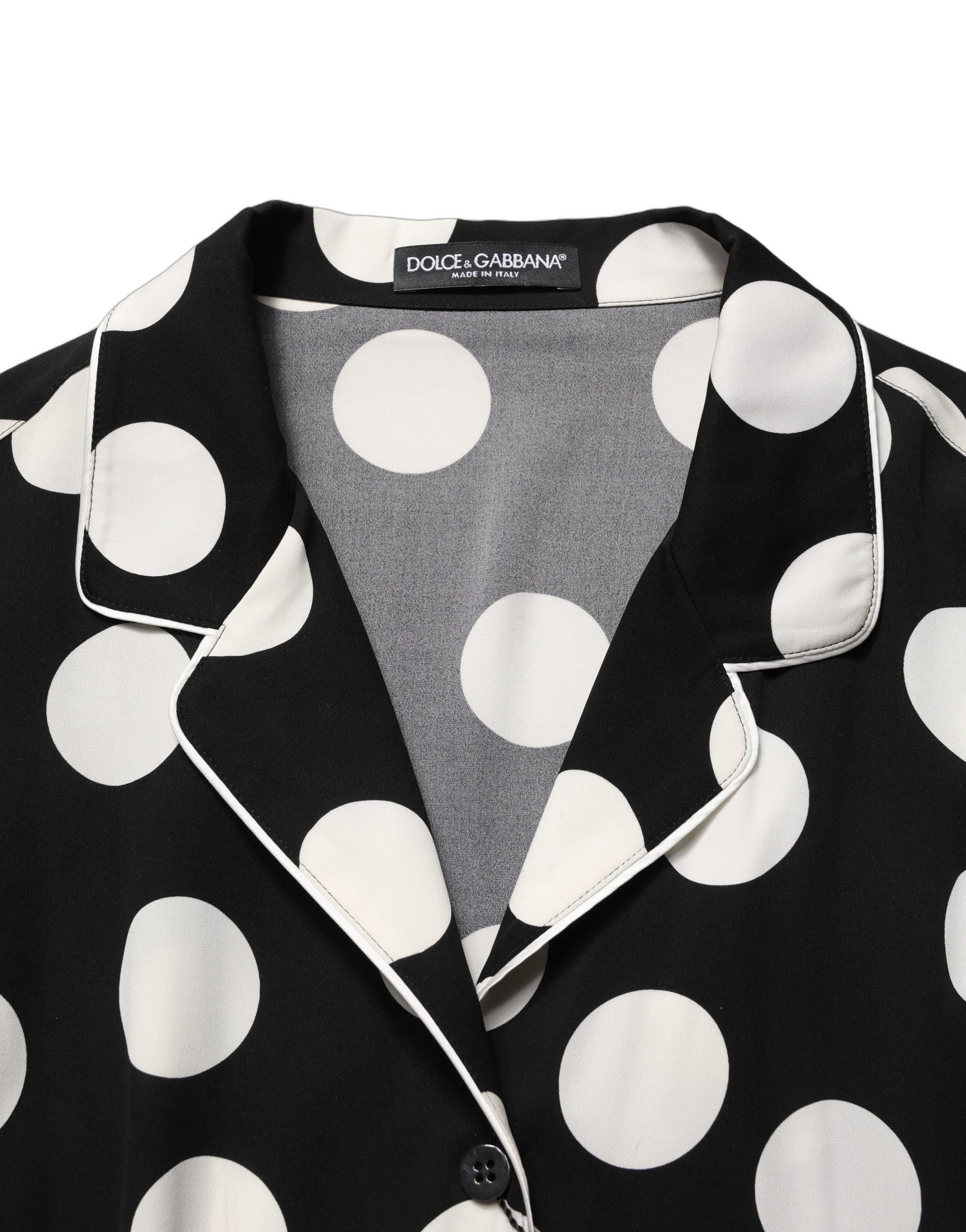 Pyjama Dolce & Gabbana à pois noirs et blancs, ensemble 2 pièces