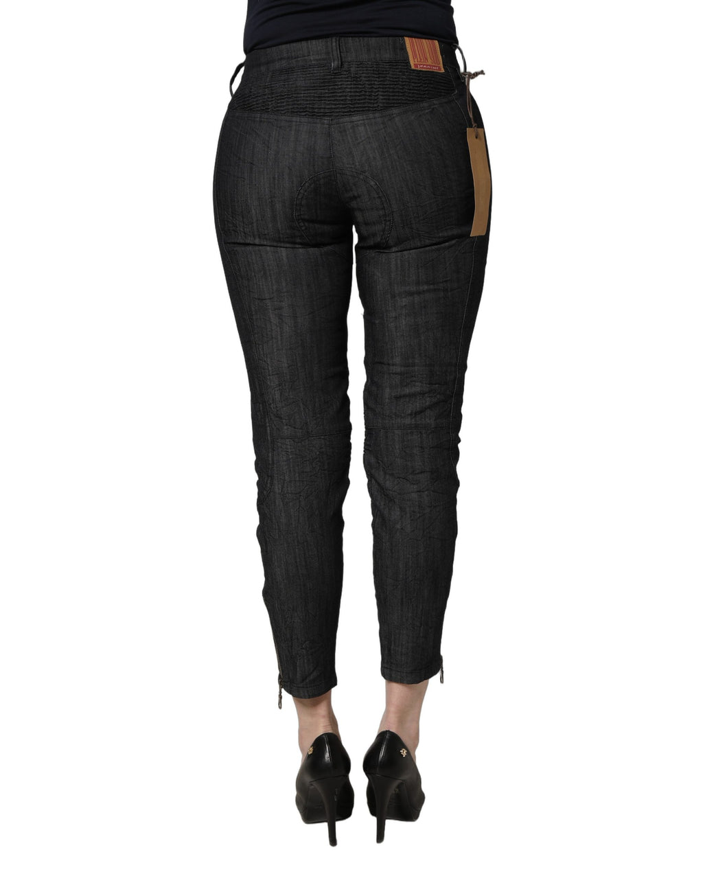 Jean skinny taille mi-haute en jean de coton noir PLEIN SUD