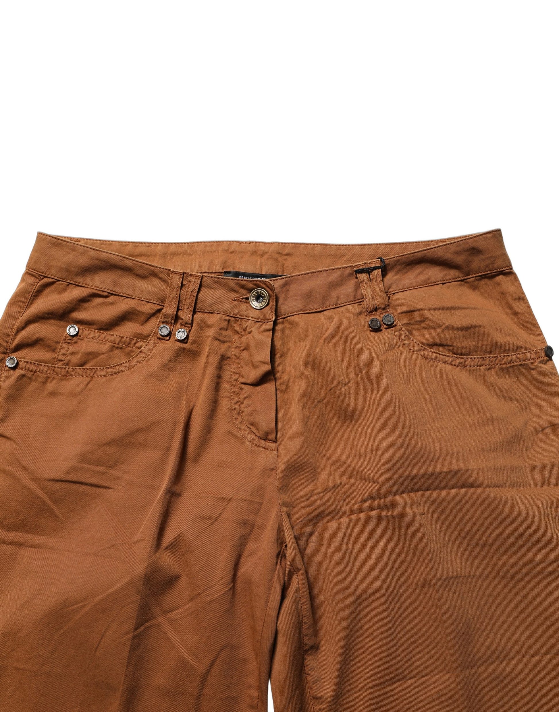 Pantalon Chino Skinny Taille Basse en Coton Marron PLEIN SUD