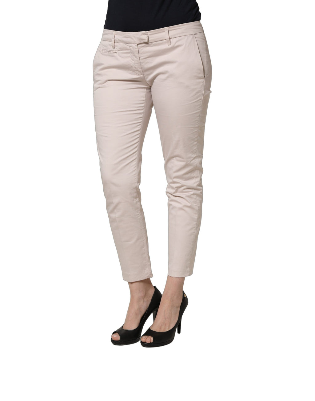 Pantalon fuselé court taille basse beige Versace Jeans Couture pour femme