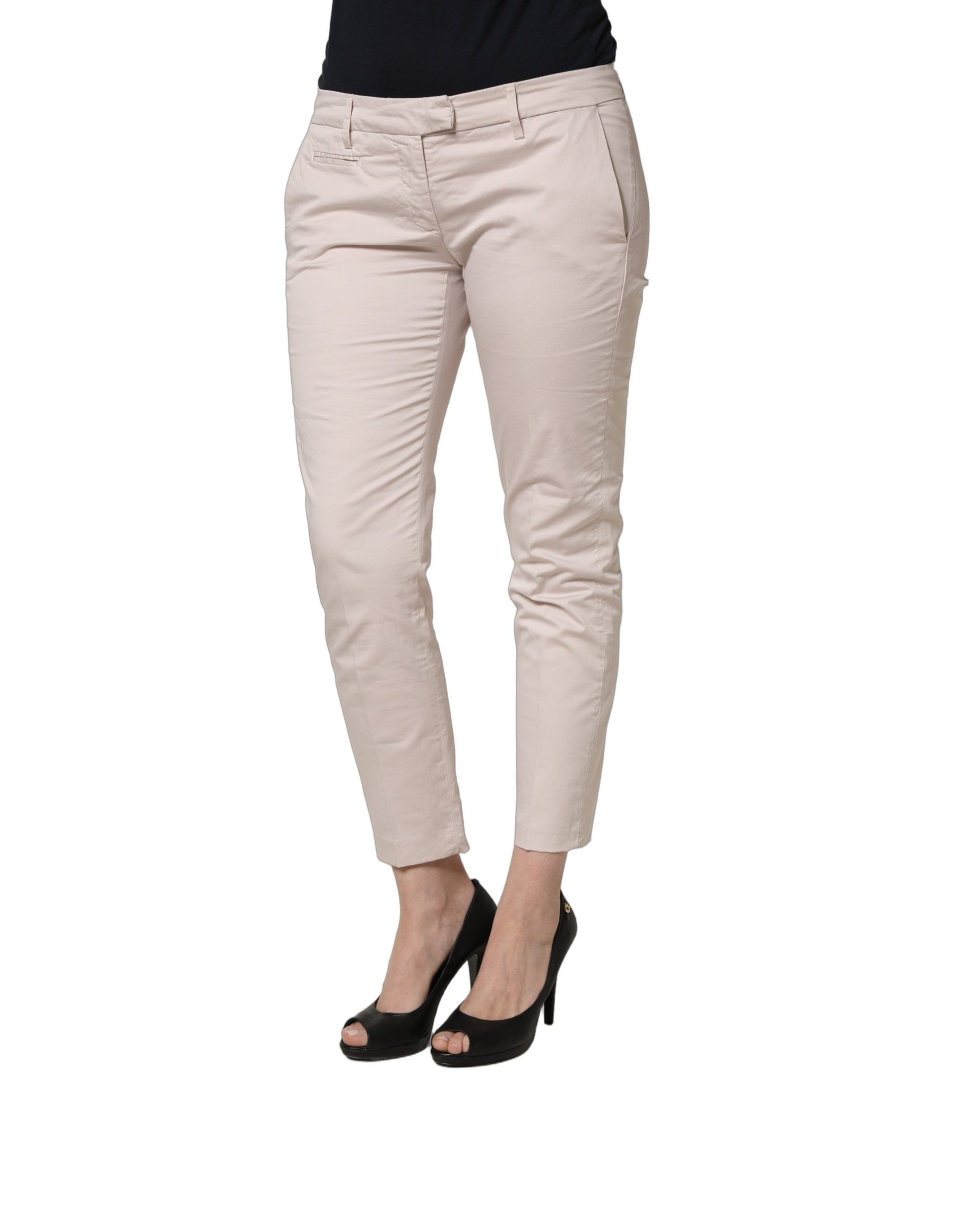 Pantalon fuselé court taille basse beige Versace Jeans Couture pour femme