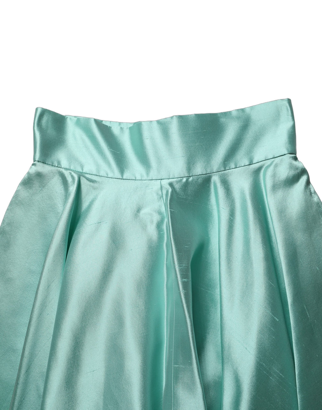 Jupe midi plissée trapèze taille haute en satin vert Dolce & Gabbana