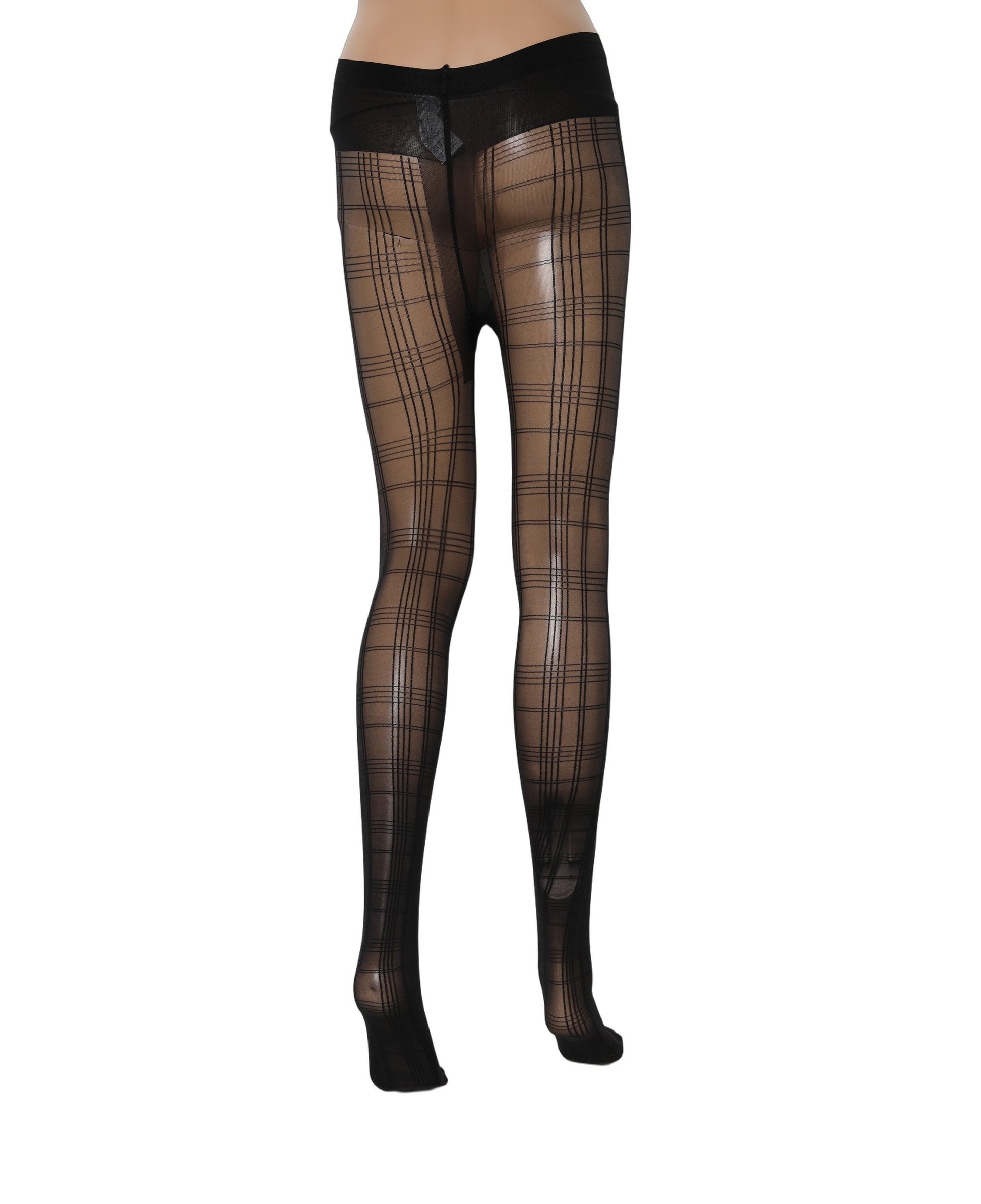 Dolce & Gabbana Black Nylon Tartan Pattern Tights Stockings Socks