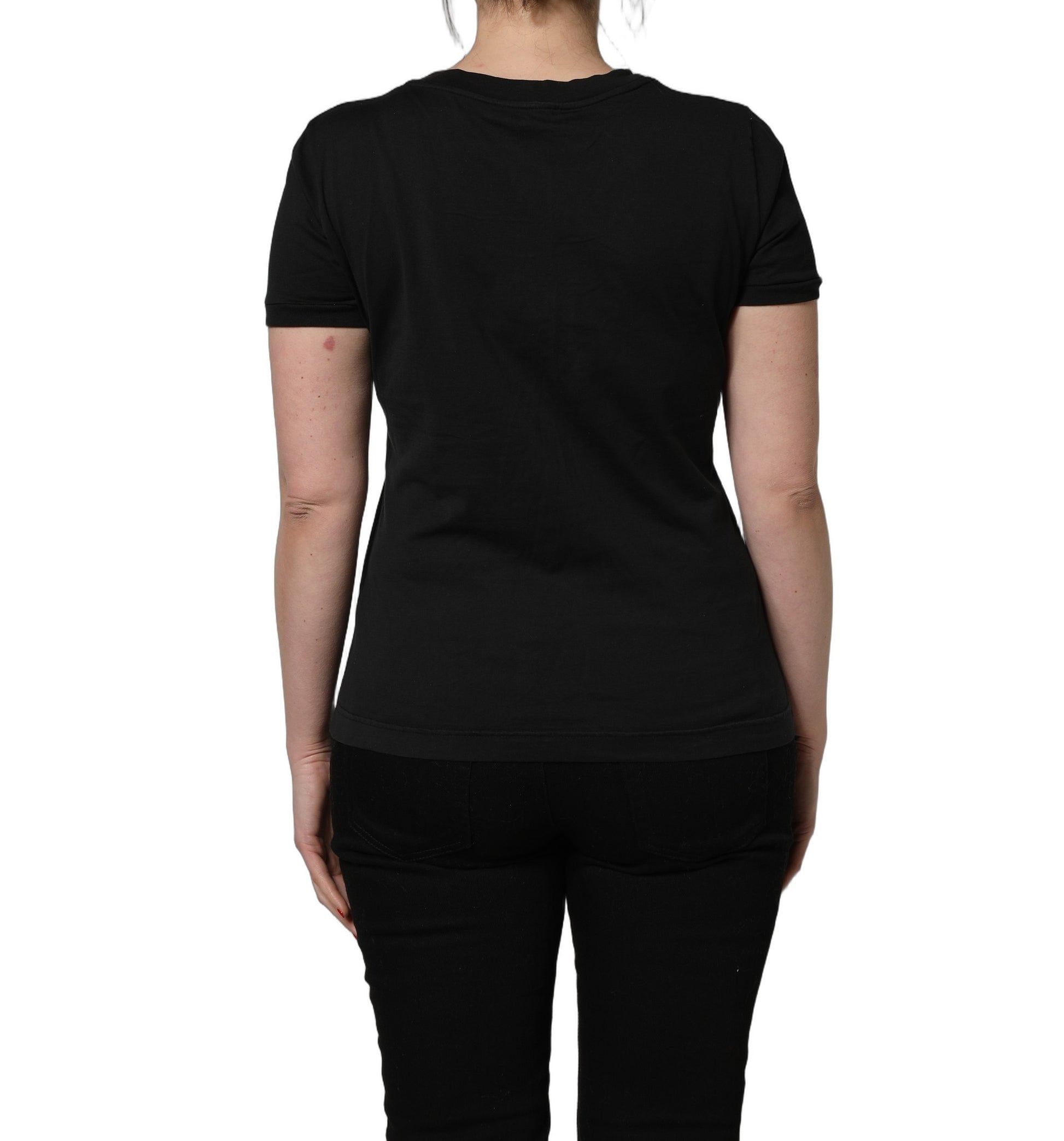 T-shirt à col rond et manches courtes en coton noir Dolce & Gabbana