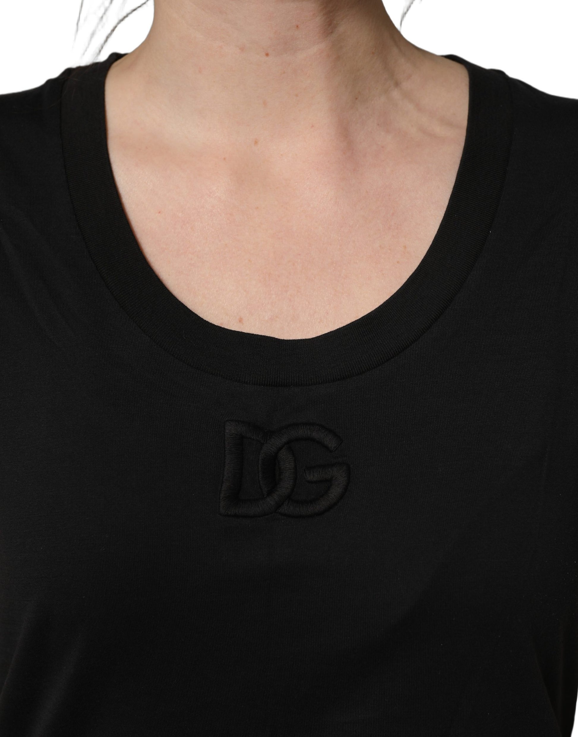T-shirt à col rond et manches courtes en coton noir Dolce & Gabbana