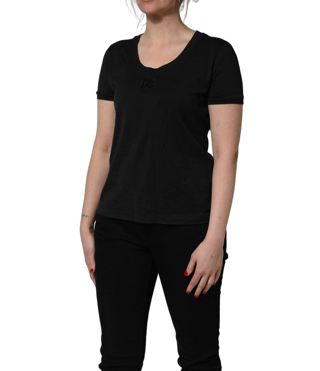 T-shirt à col rond et manches courtes en coton noir Dolce & Gabbana