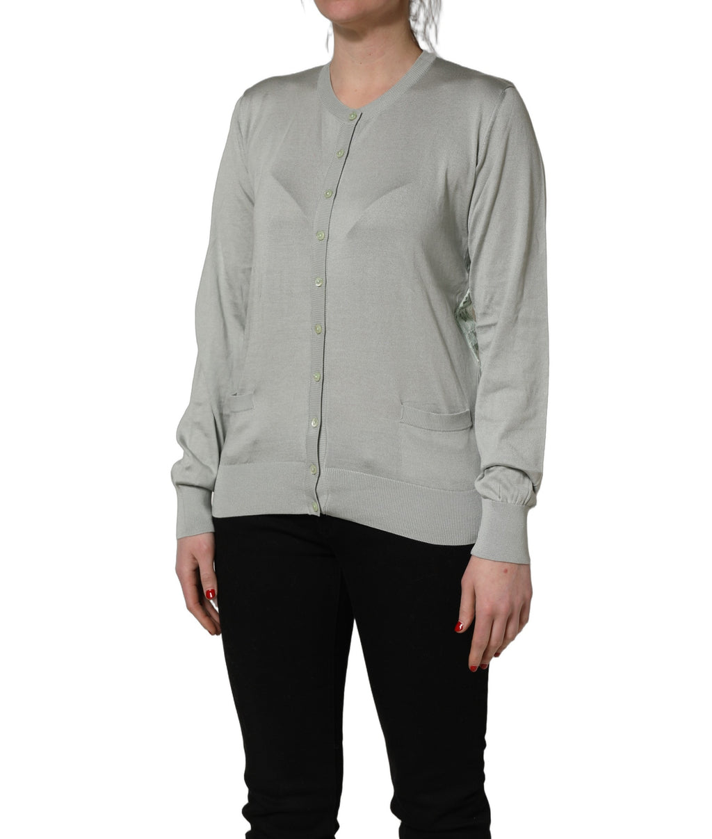 Gilet cardigan Dolce & Gabbana vert à manches longues et boutonnage frontal