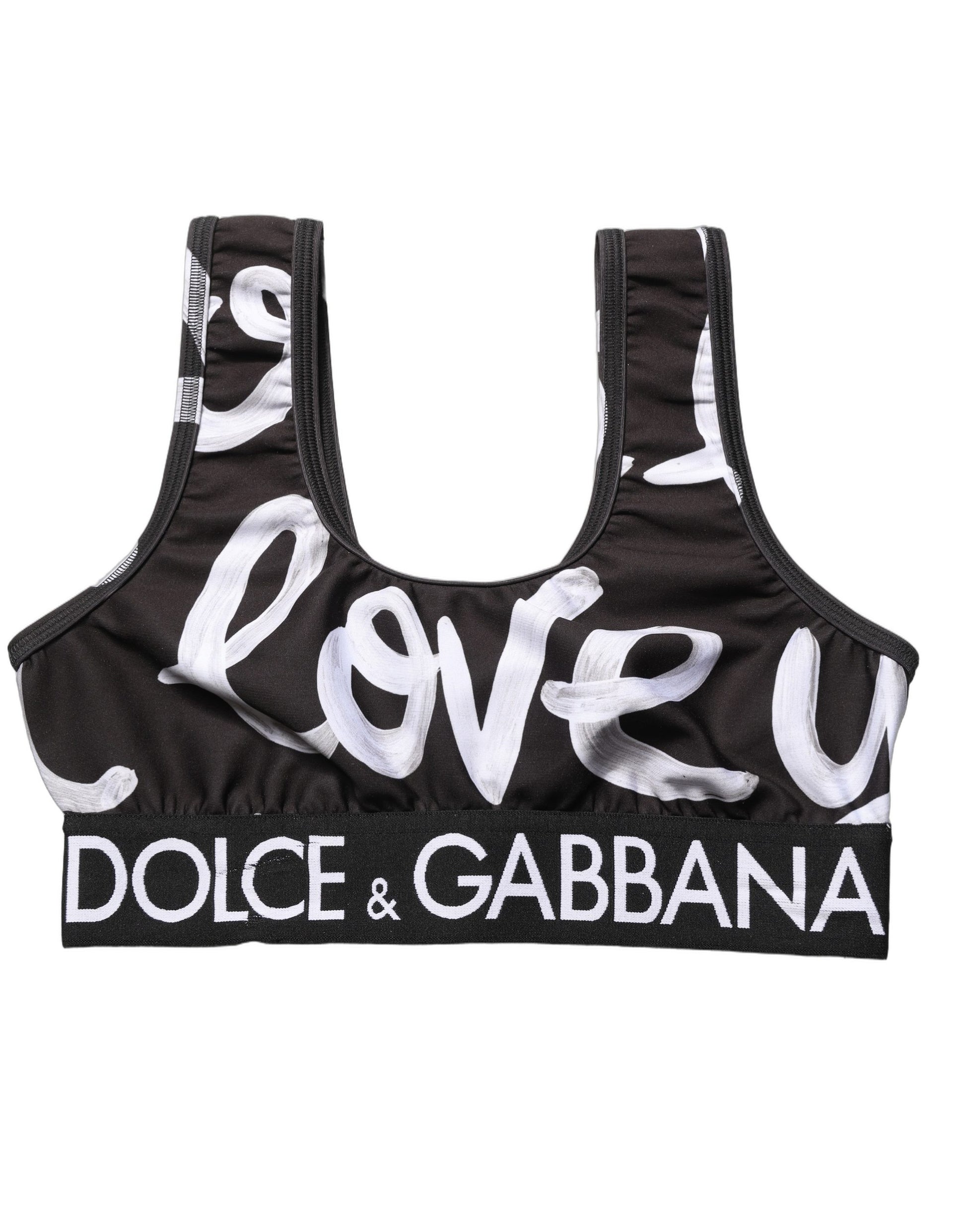 Haut court soutien-gorge de sport Dolce & Gabbana noir DG Love Yourself