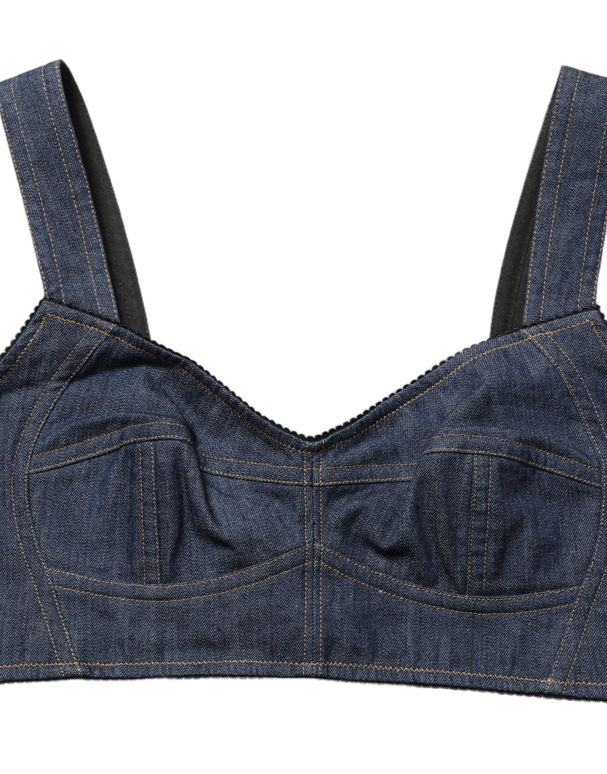 Haut court Dolce & Gabbana en jean noir type bustier en coton