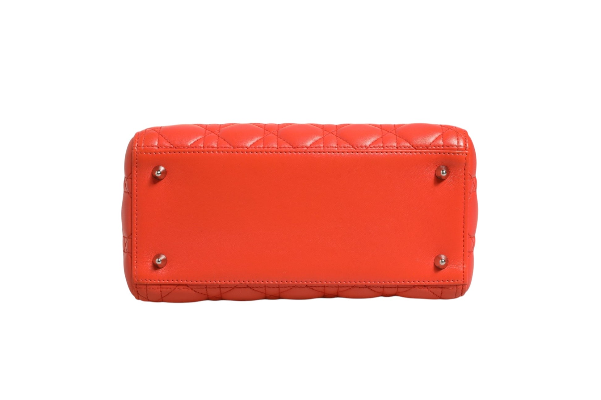 Sac Lady Dior Christian Dior en cuir d'agneau orange Cannage