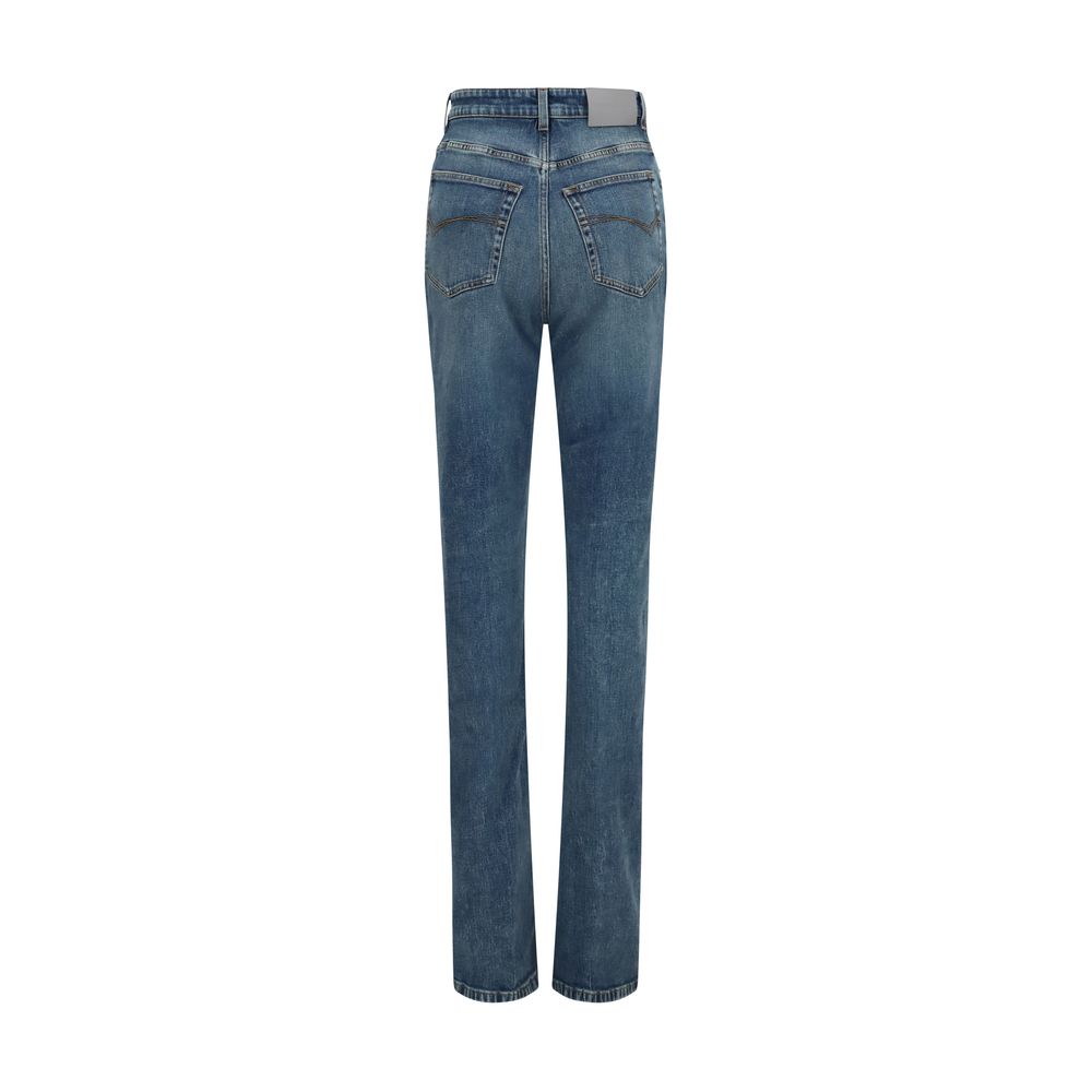 Jean Balenciaga en coton bleu taille haute
