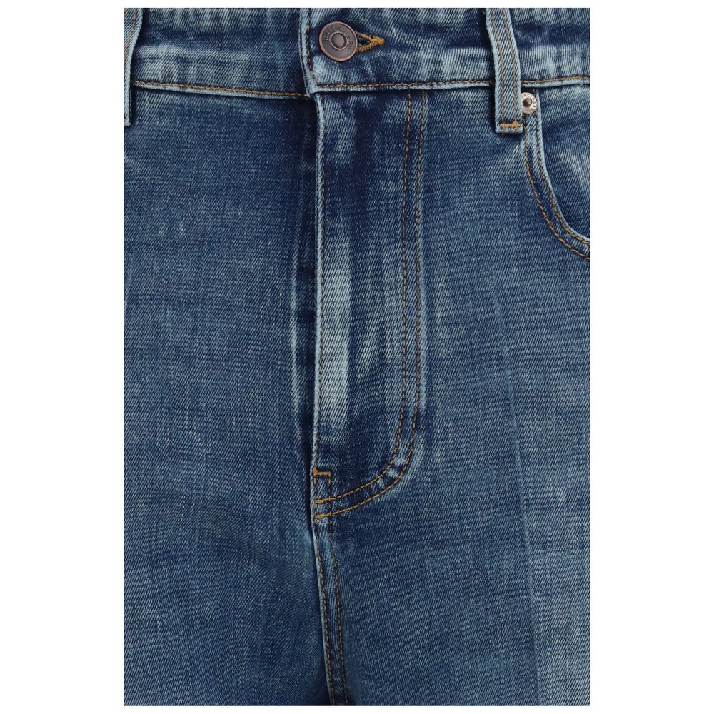 Jean Balenciaga en coton bleu taille haute