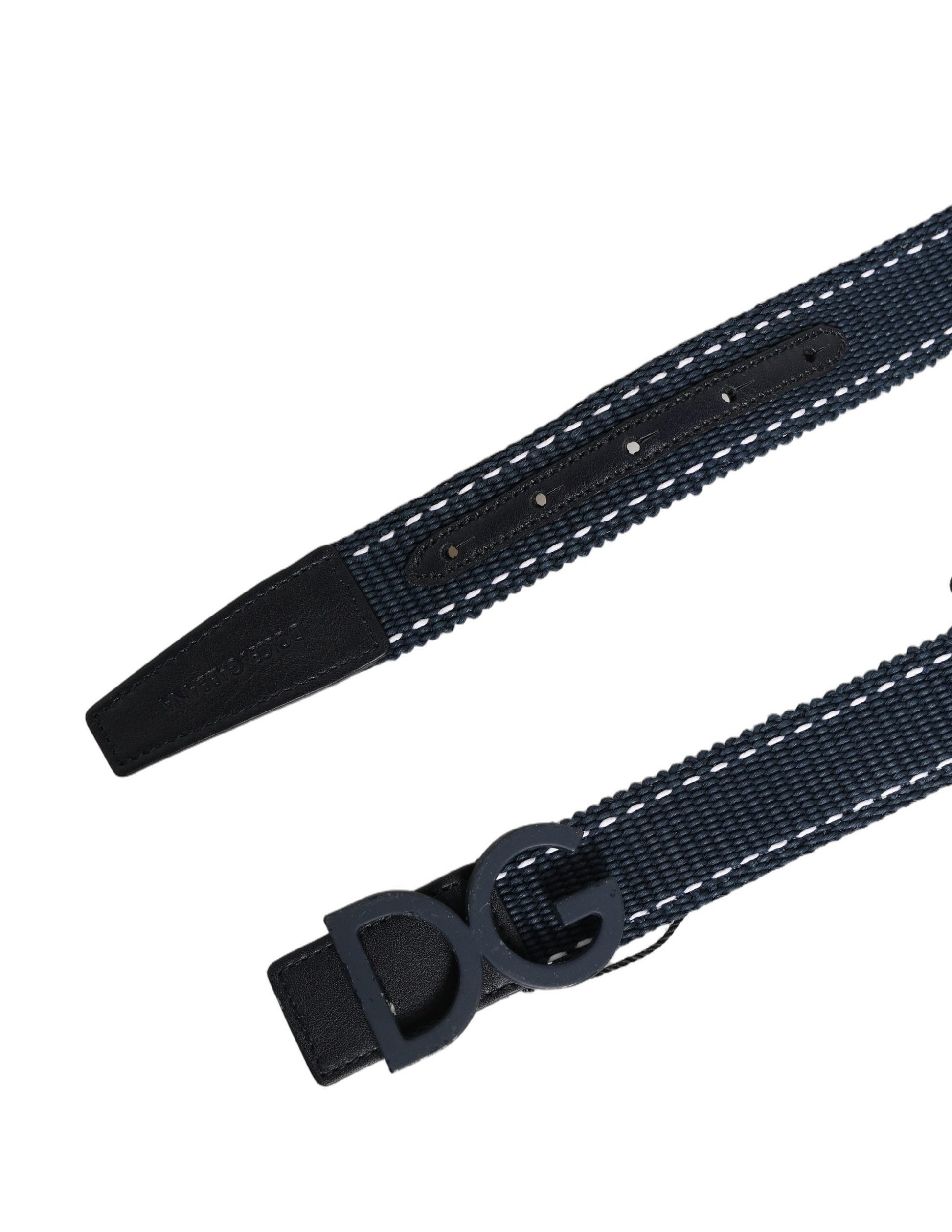 Ceinture Dolce & Gabbana en toile de coton bleue avec boucle en métal logo DG
