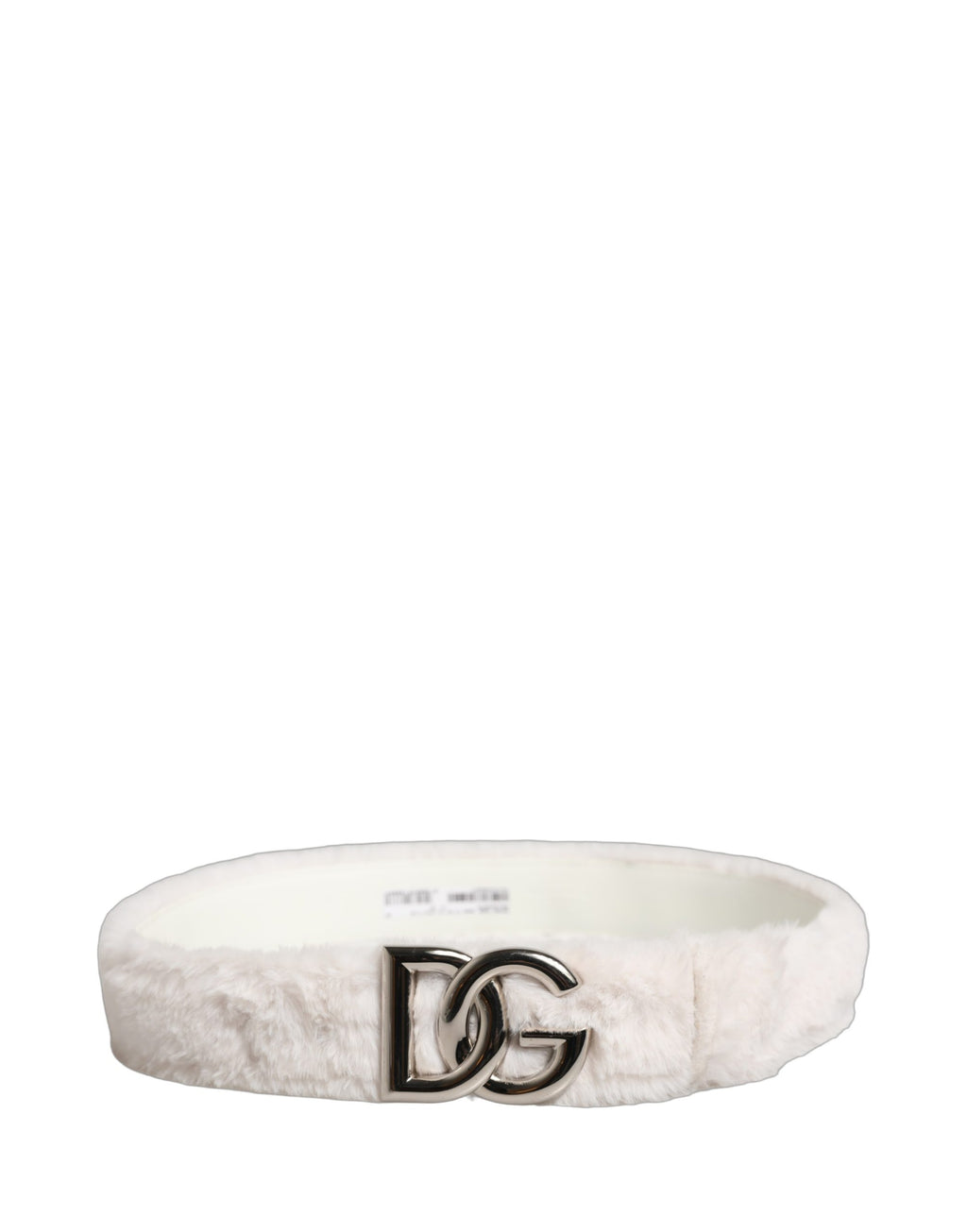 Ceinture Dolce & Gabbana en molleton blanc avec logo DG argenté et boucle en métal