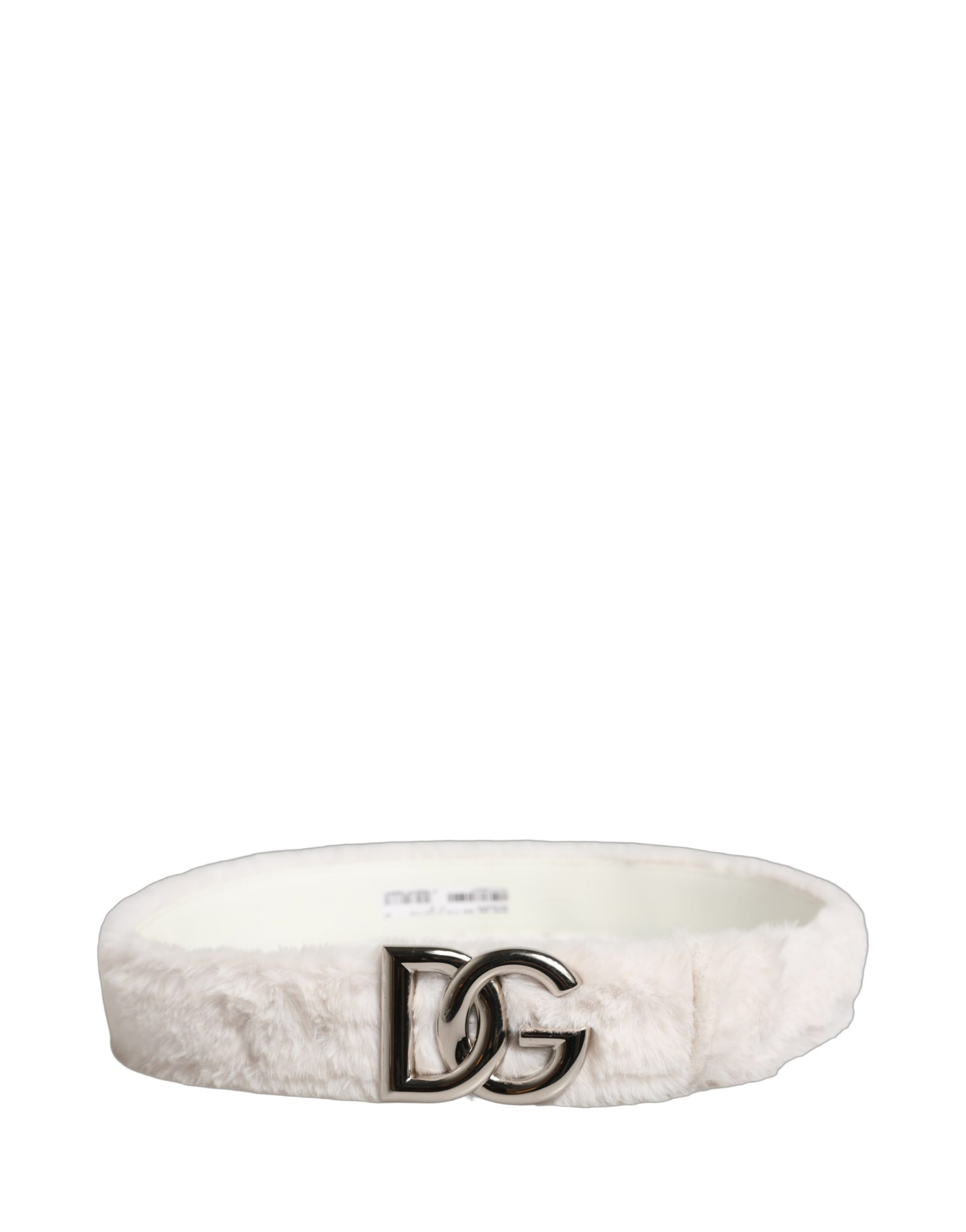 Ceinture Dolce & Gabbana en molleton blanc avec logo DG argenté et boucle en métal
