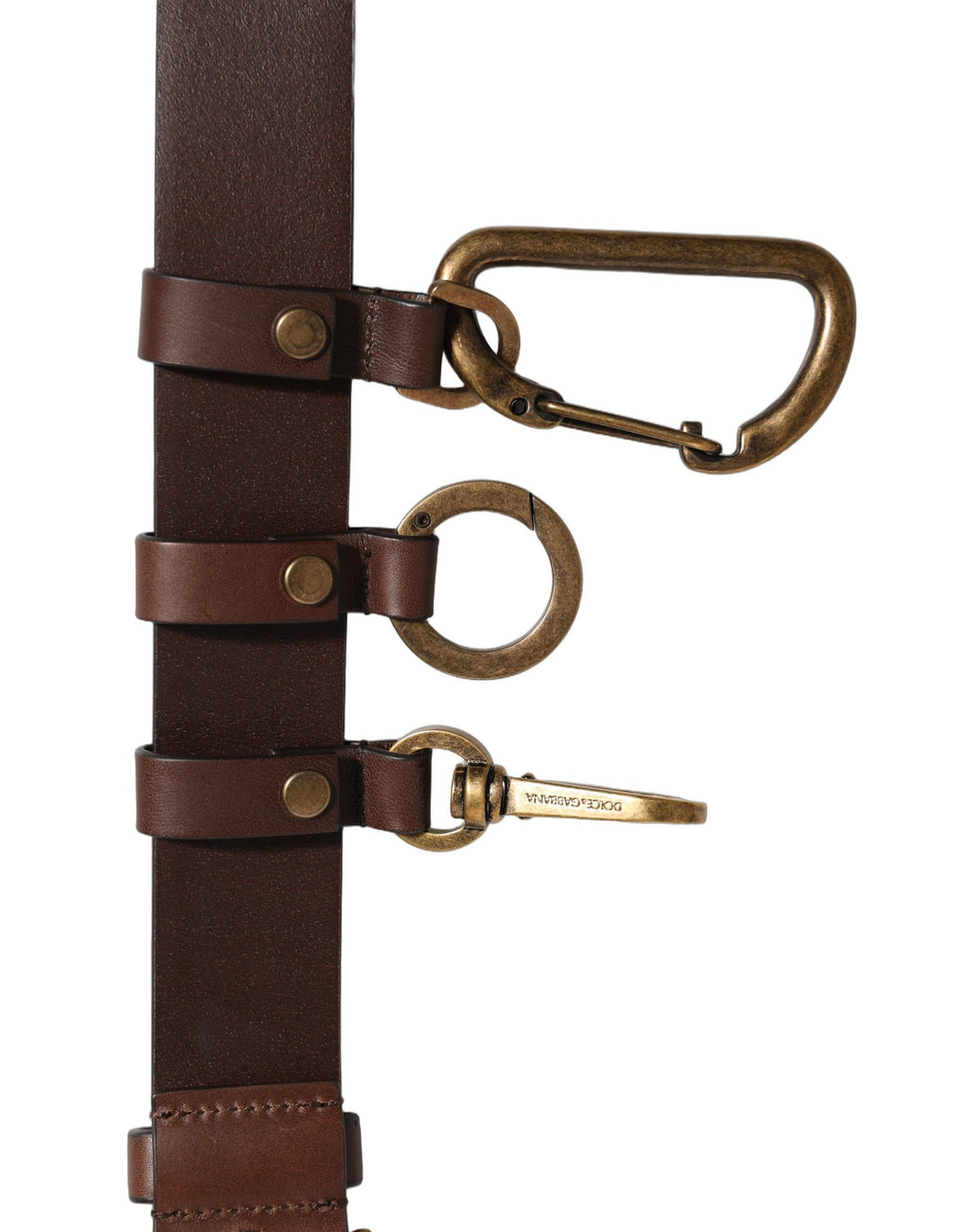 Ceinture Dolce & Gabbana en Cuir de Veau Marron et Boucle en Métal Doré
