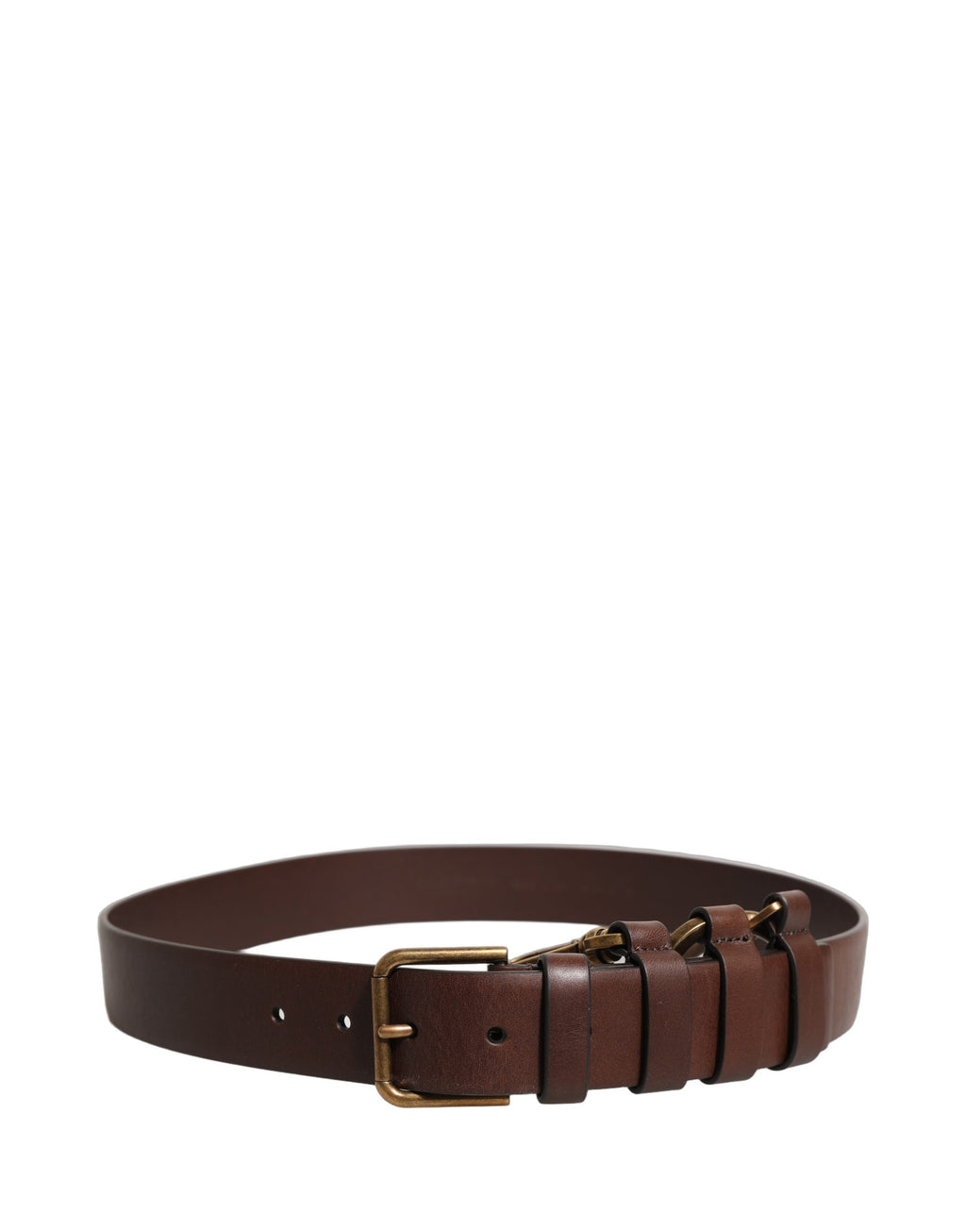 Ceinture Dolce & Gabbana en Cuir de Veau Marron et Boucle en Métal Doré