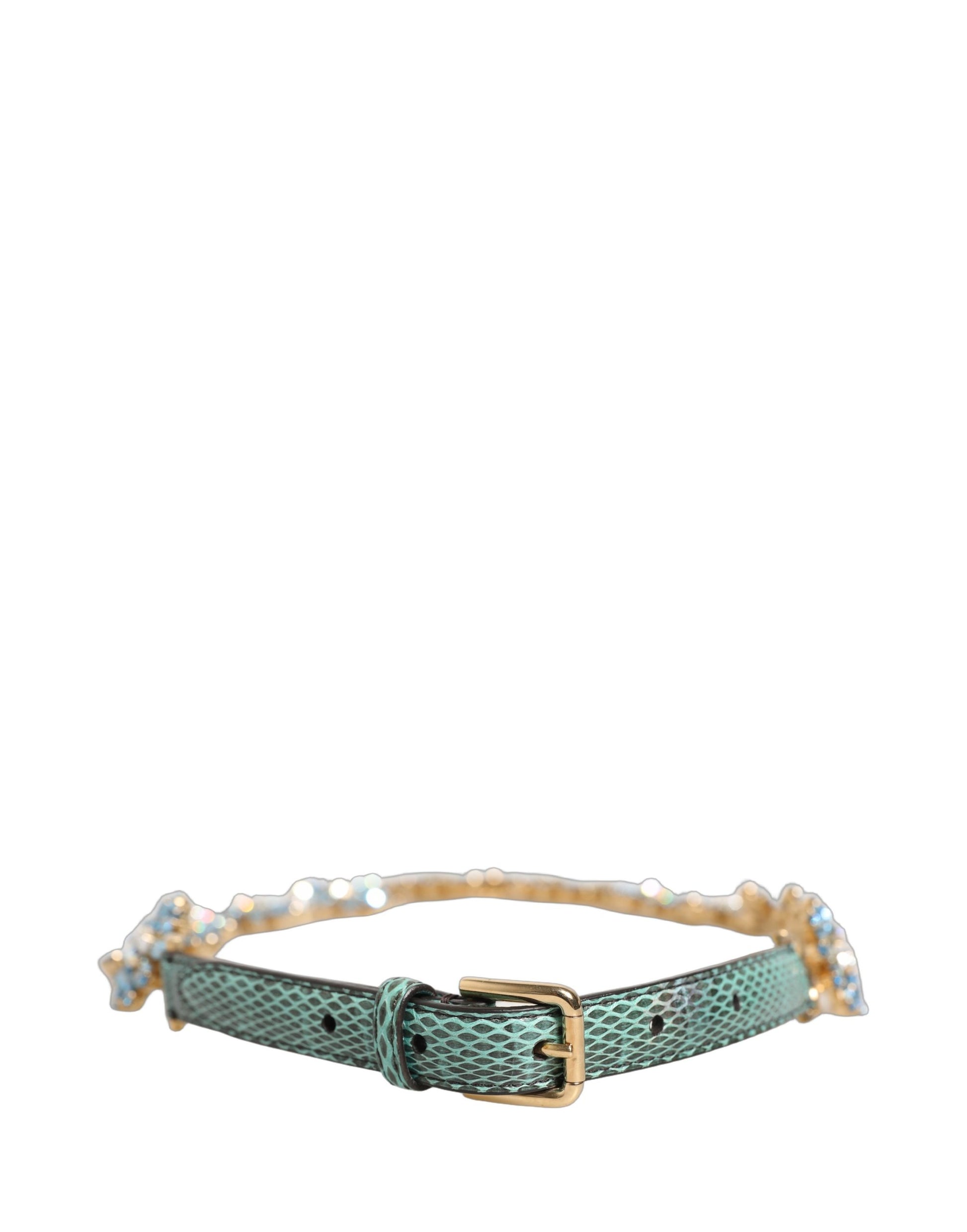 Ceinture Dolce & Gabbana en cuir vert ornée de marguerites en cristal