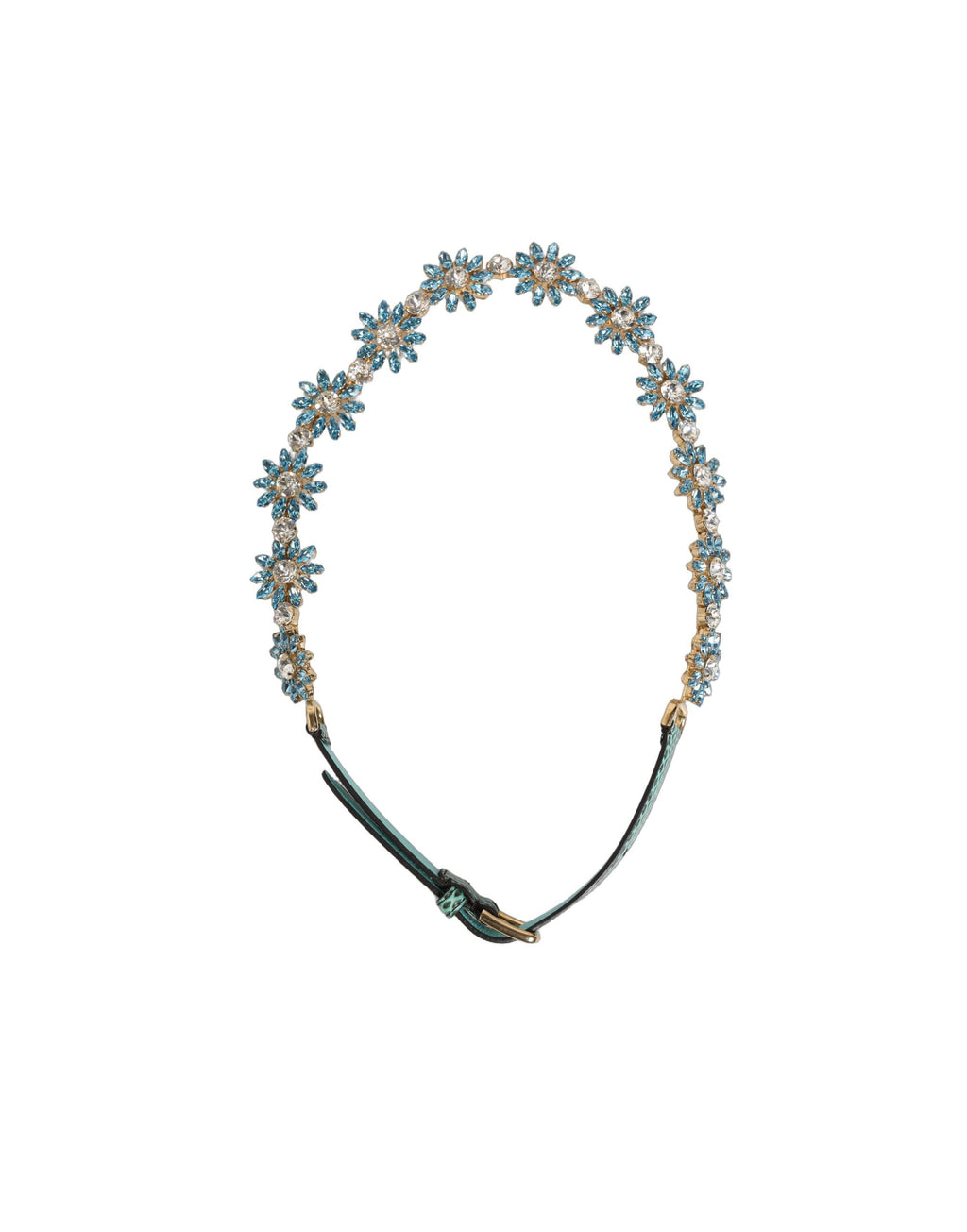 Ceinture Dolce & Gabbana en cuir vert ornée de marguerites en cristal