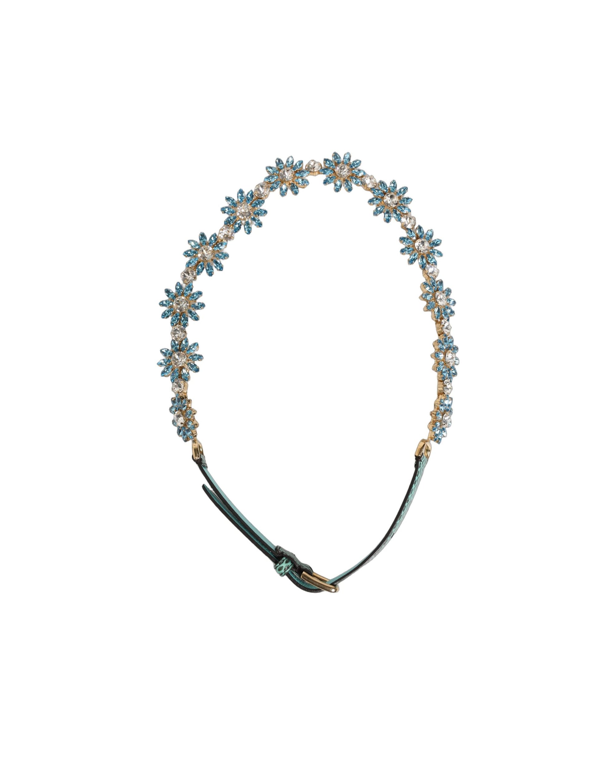 Ceinture Dolce & Gabbana en cuir vert ornée de marguerites en cristal