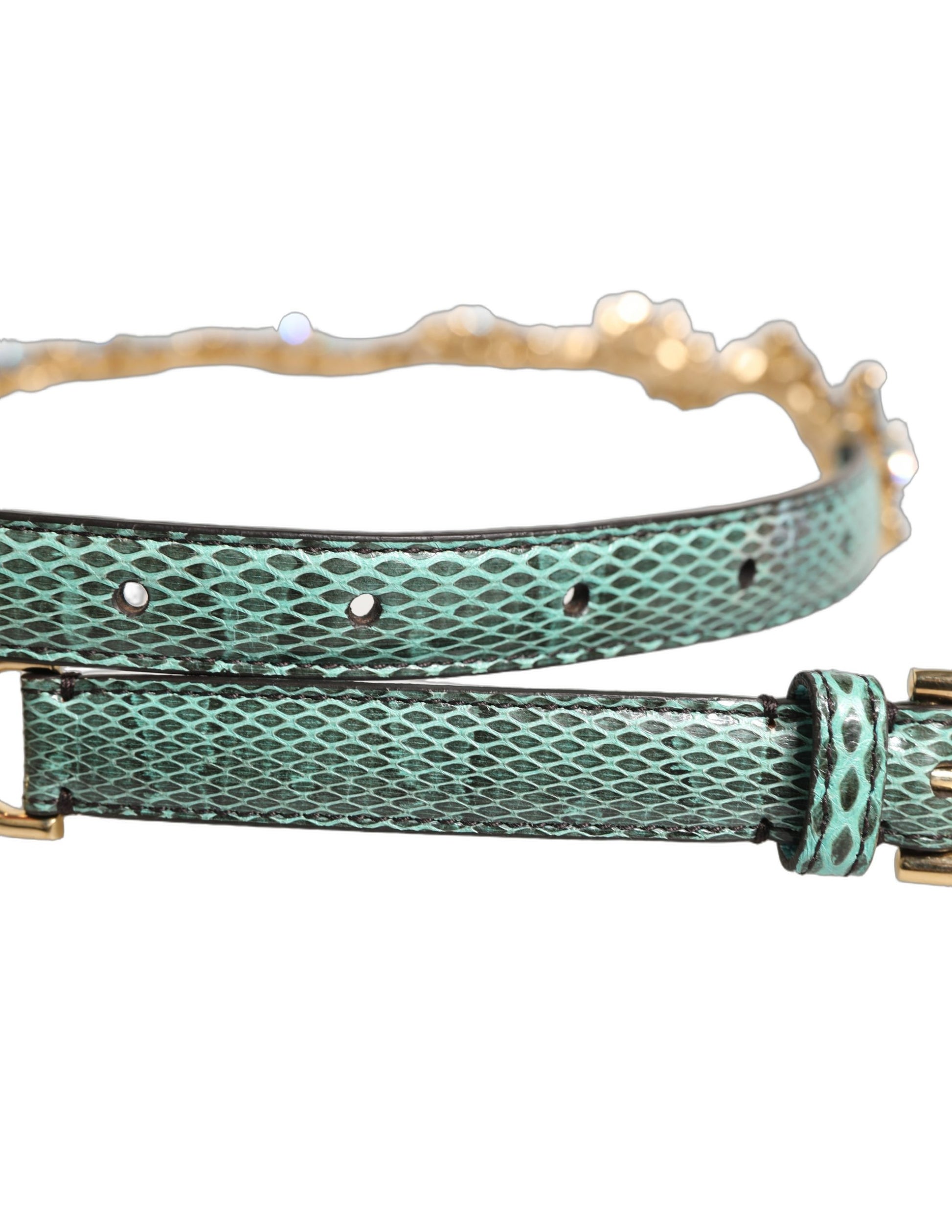 Ceinture Dolce & Gabbana en cuir vert ornée de marguerites en cristal