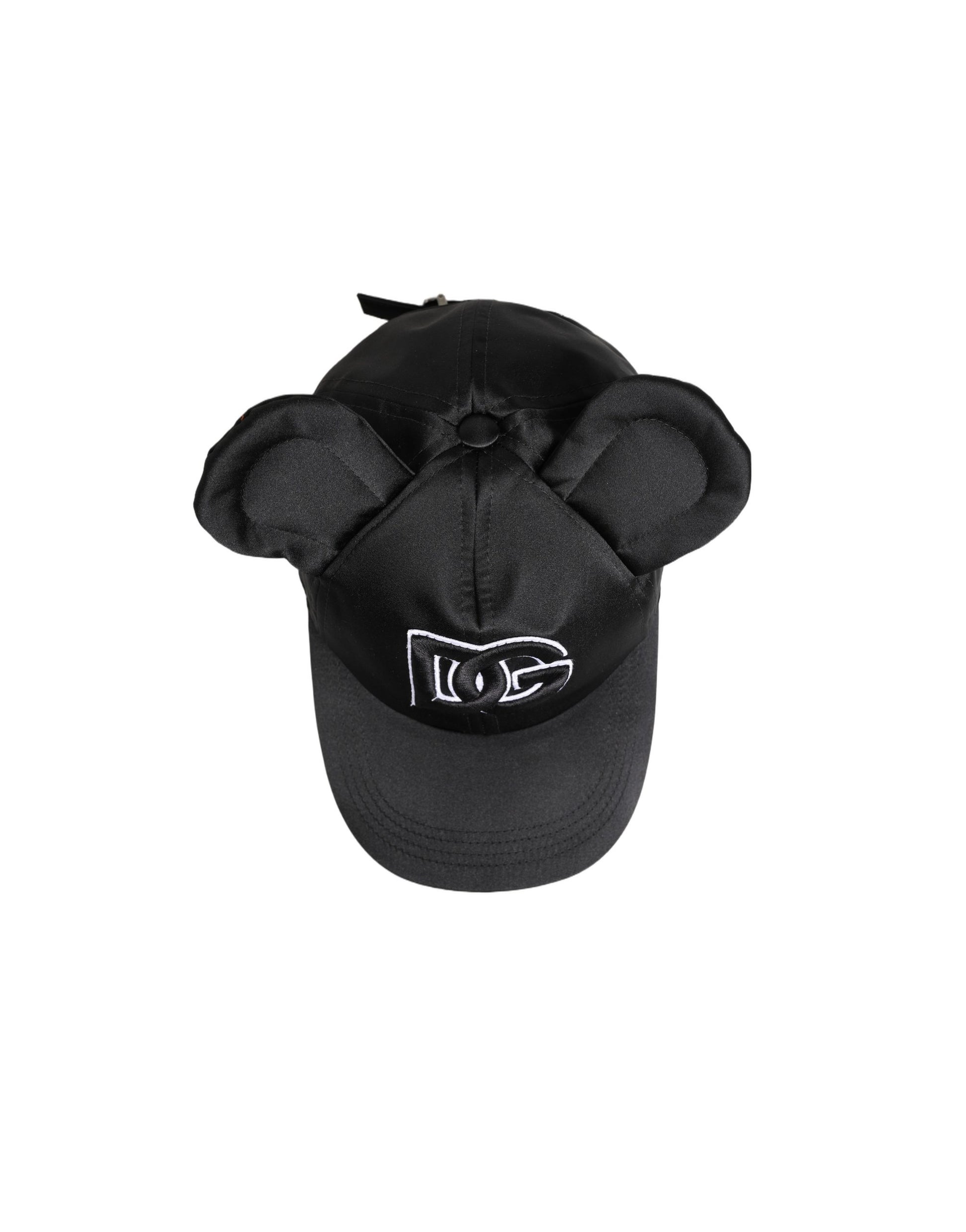 Casquette de baseball Dolce & Gabbana en velours noir à oreilles d'animal pour homme