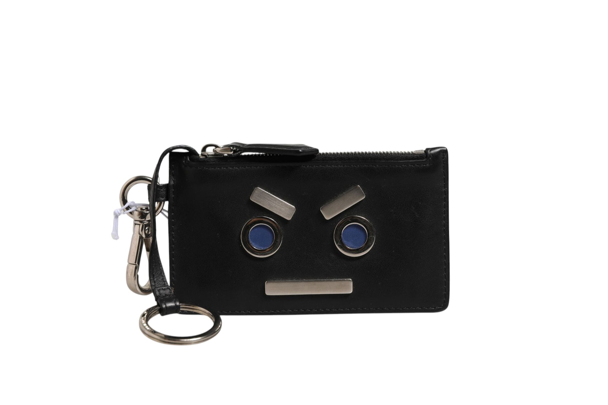 Fendi Vitello Liberty Étui à Monnaie Clés Clouté Ardesia