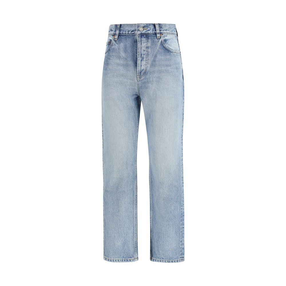Jean raccourci en coton bleu Saint Laurent