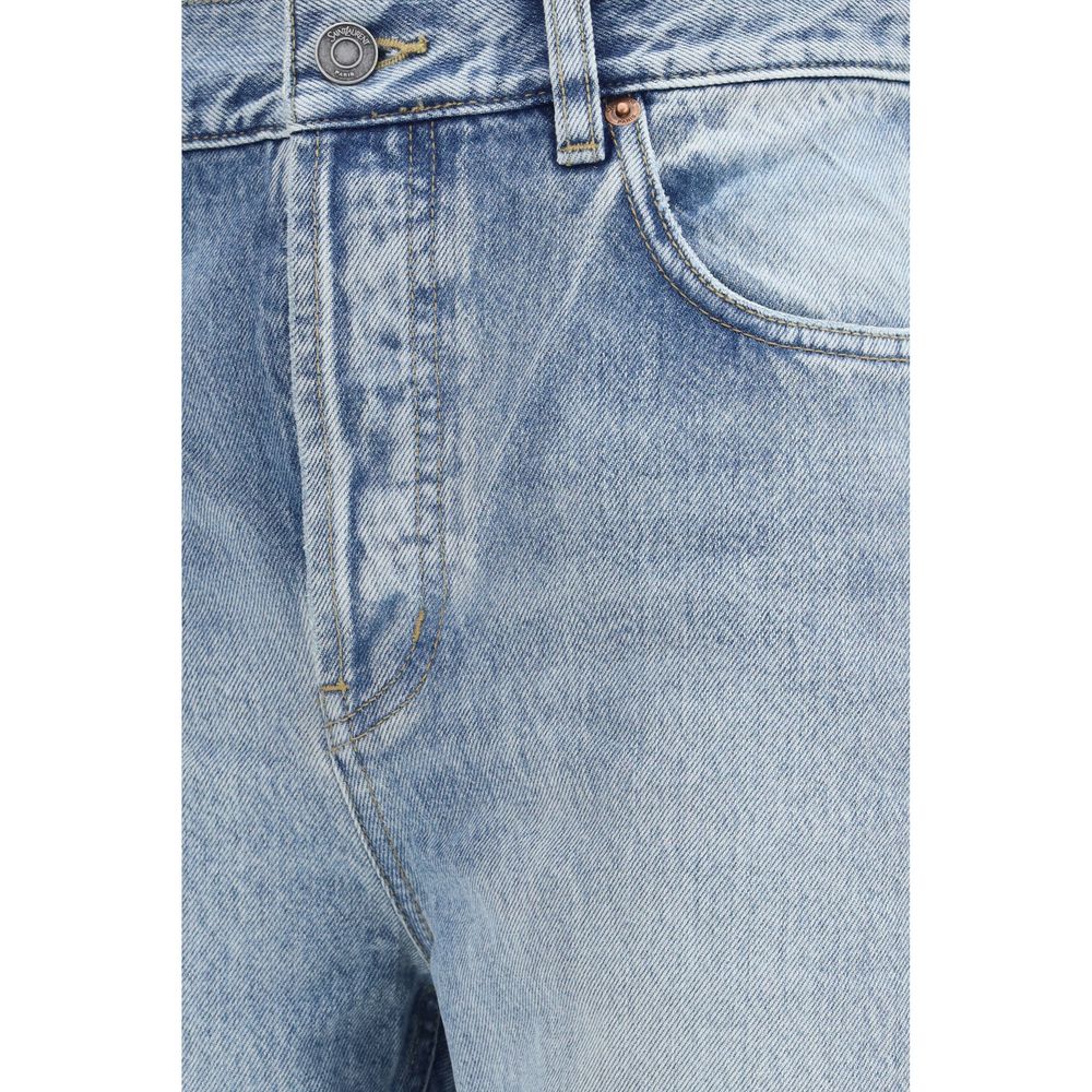 Jean raccourci en coton bleu Saint Laurent