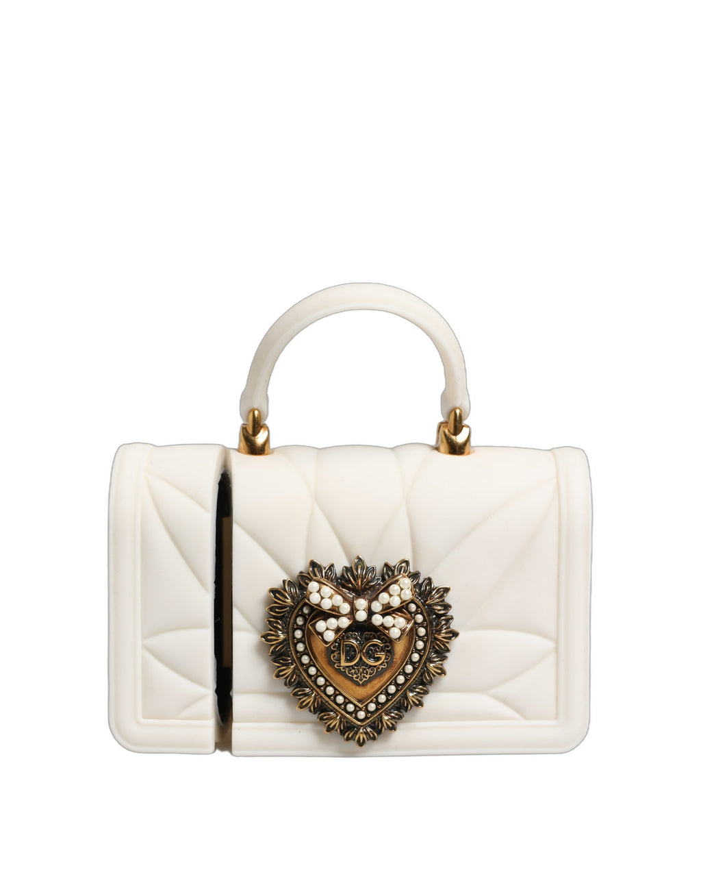 Dolce & Gabbana Case White Silicone Devotion Heart Cover Hand Bag Airpod