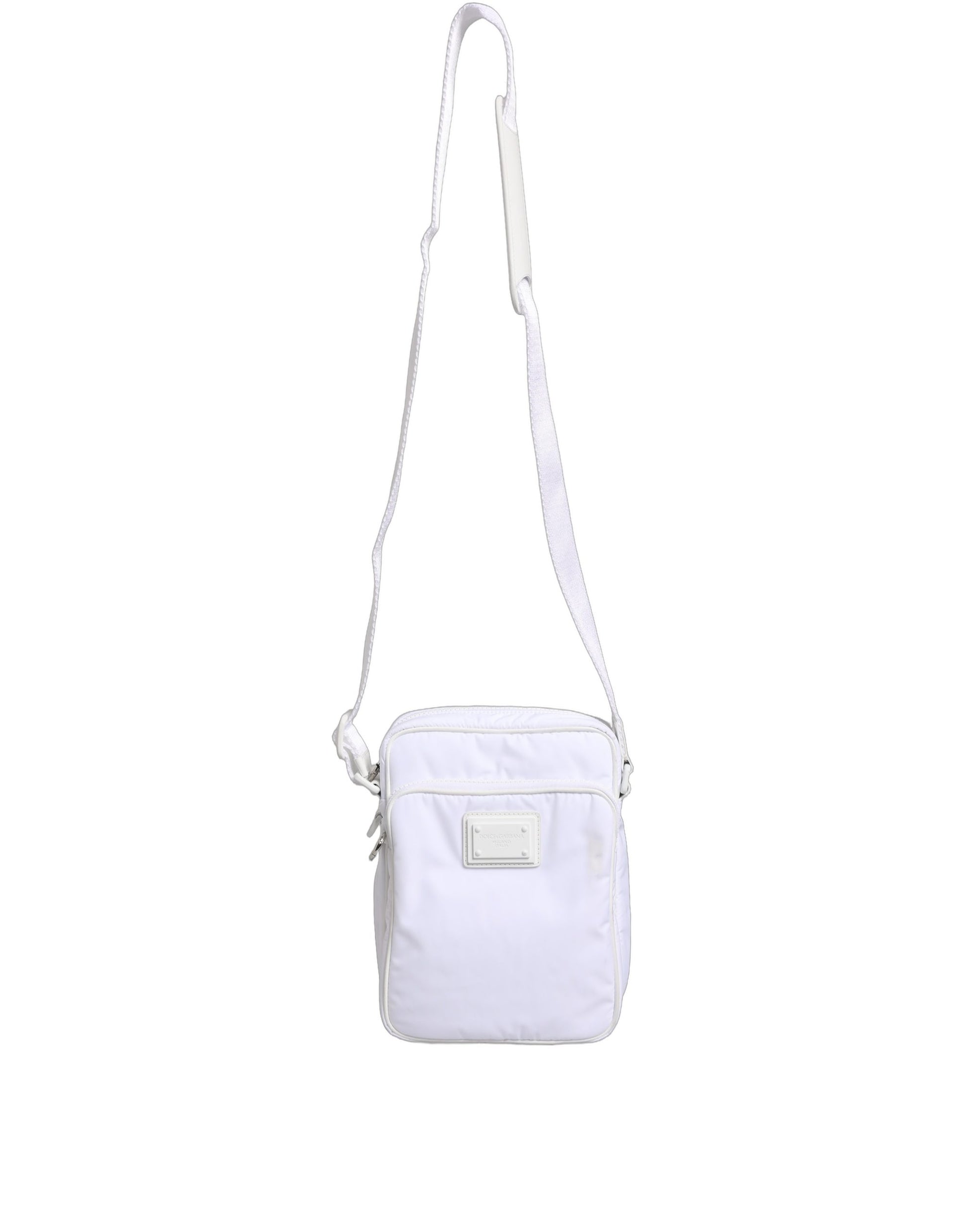 Sac bandoulière Dolce & Gabbana blanc avec plaque logo pour homme