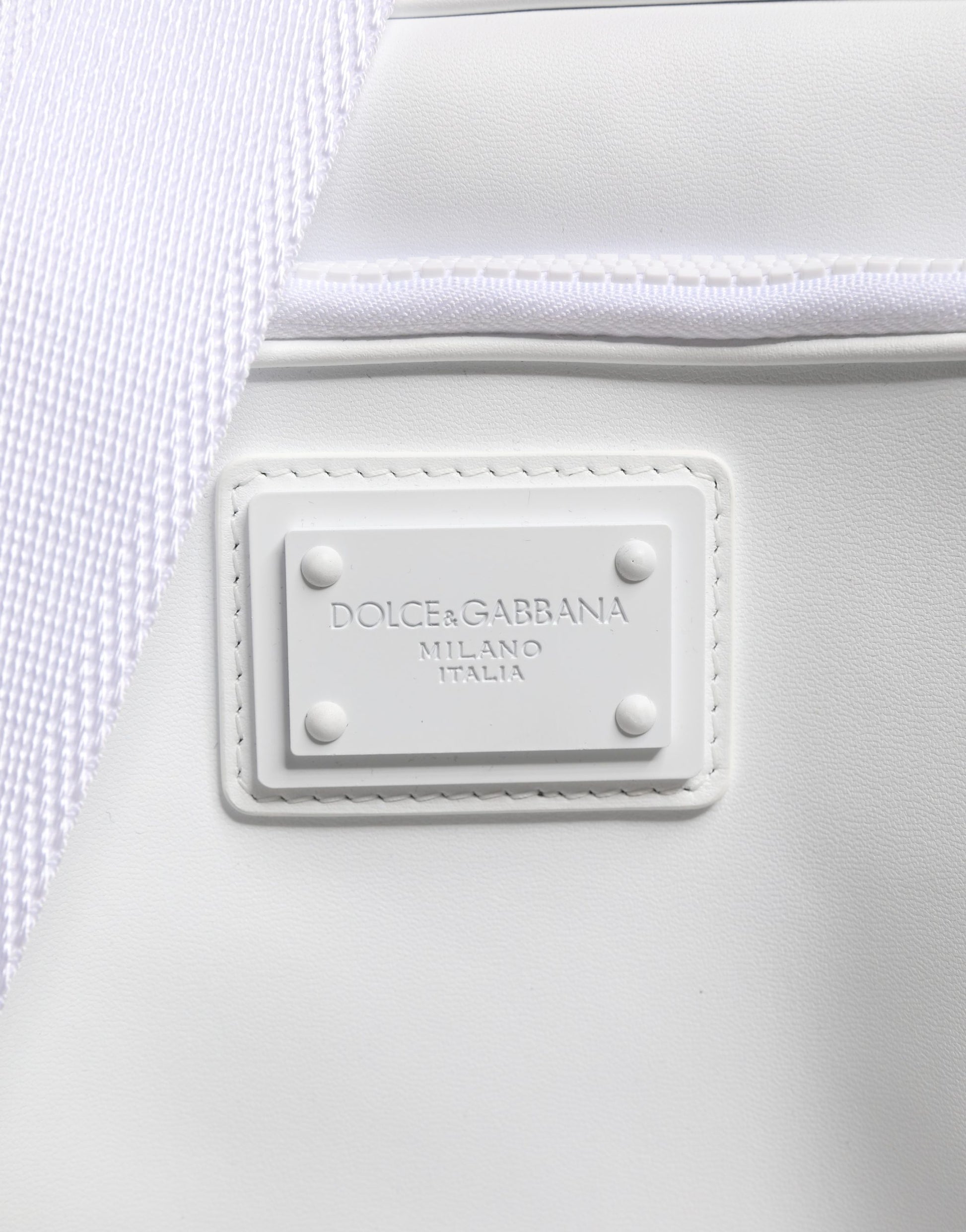 Sac bandoulière Dolce & Gabbana blanc avec plaque logo pour homme