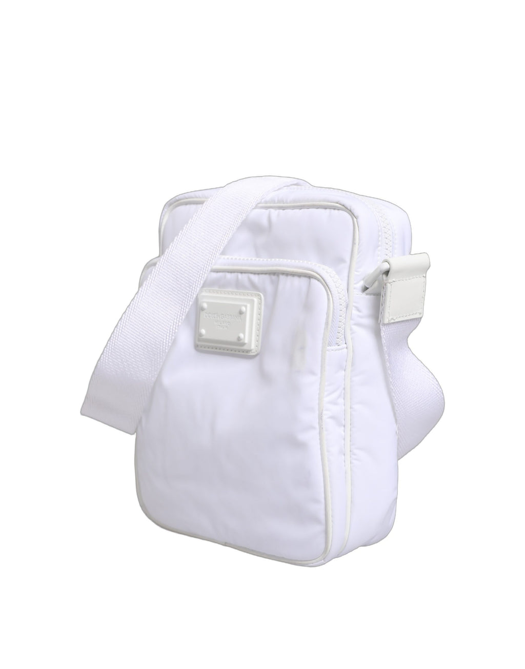 Sac bandoulière Dolce & Gabbana blanc avec plaque logo pour homme