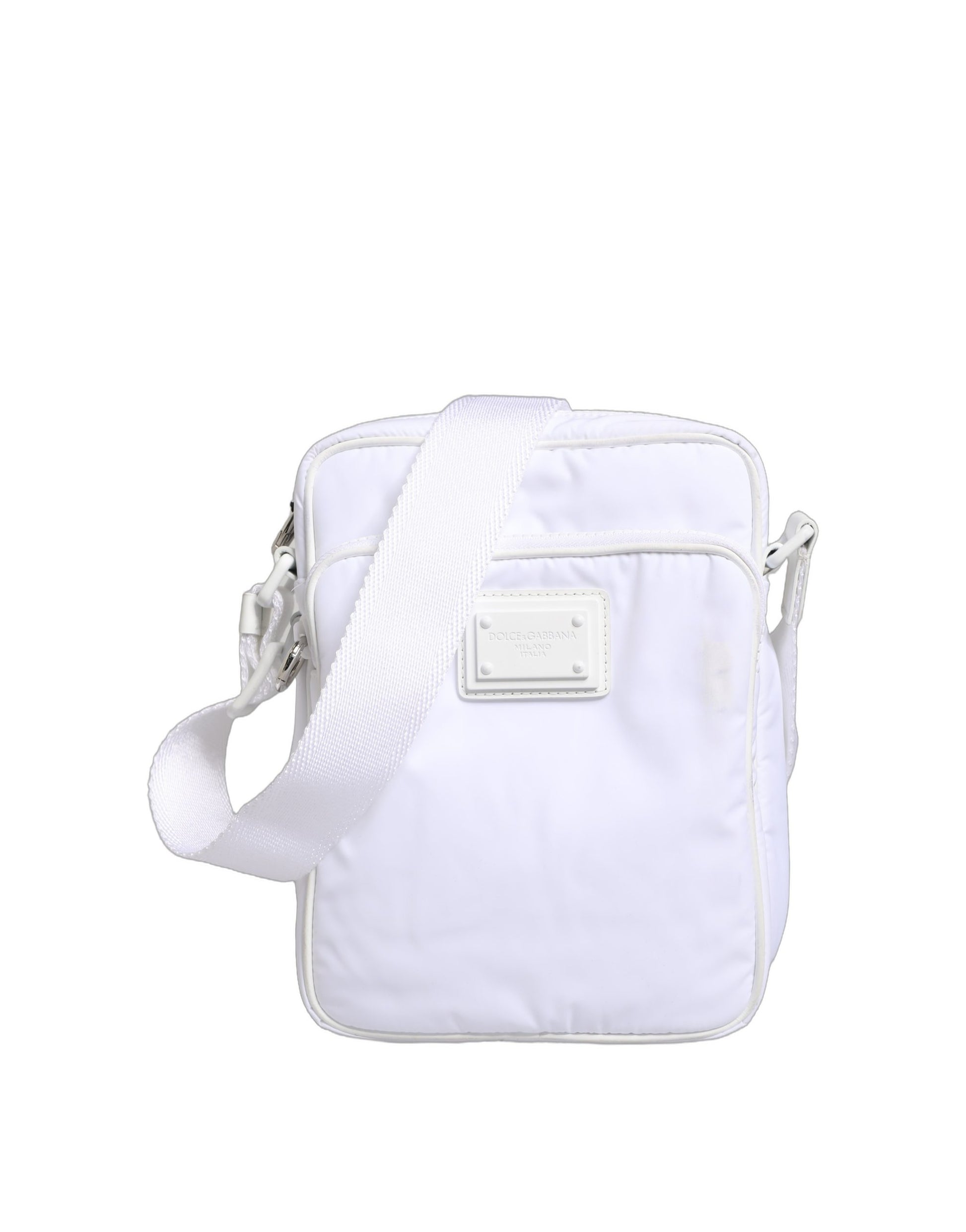 Sac bandoulière Dolce & Gabbana blanc avec plaque logo pour homme