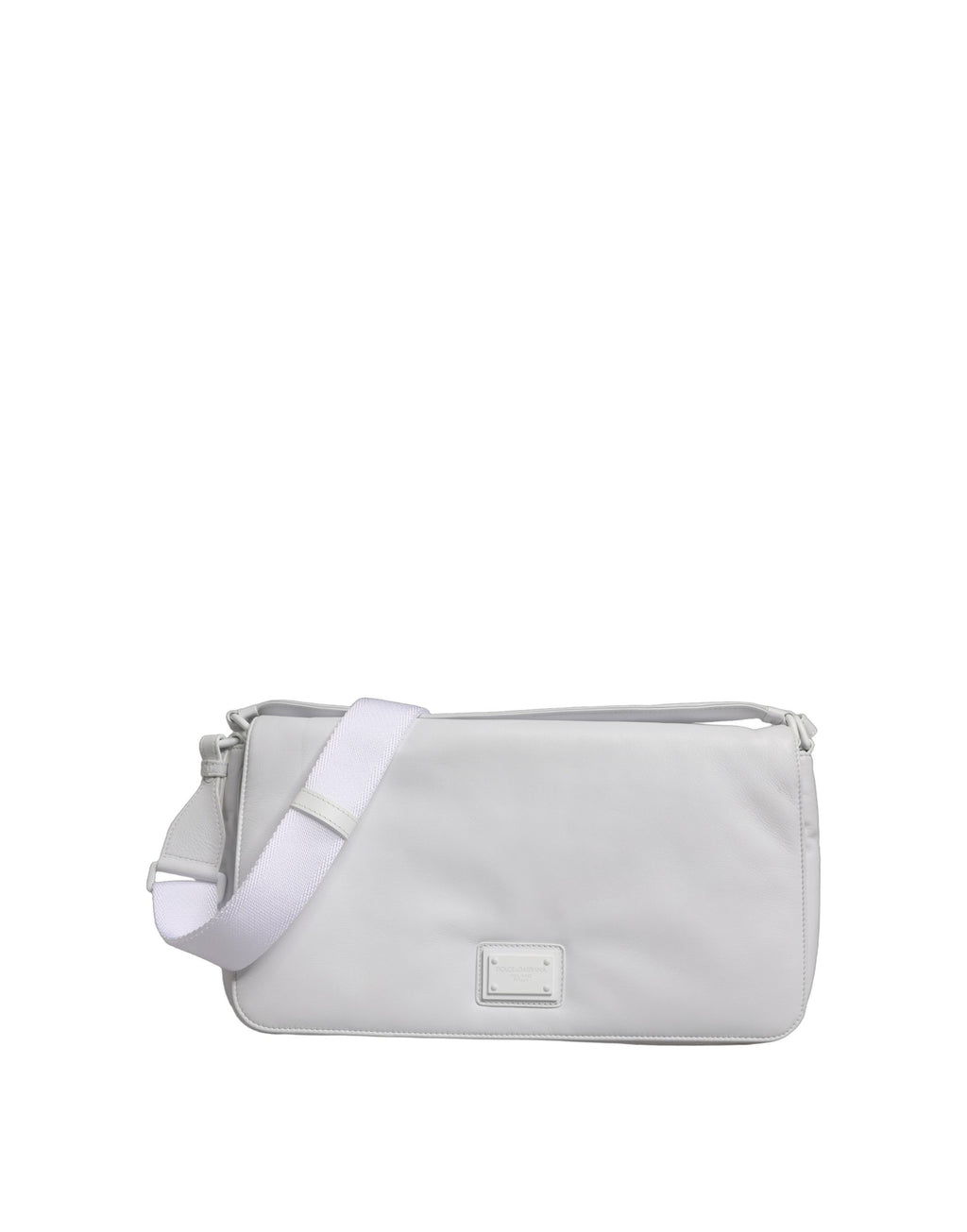 Sac bandoulière Dolce & Gabbana blanc avec plaque logo pour femme