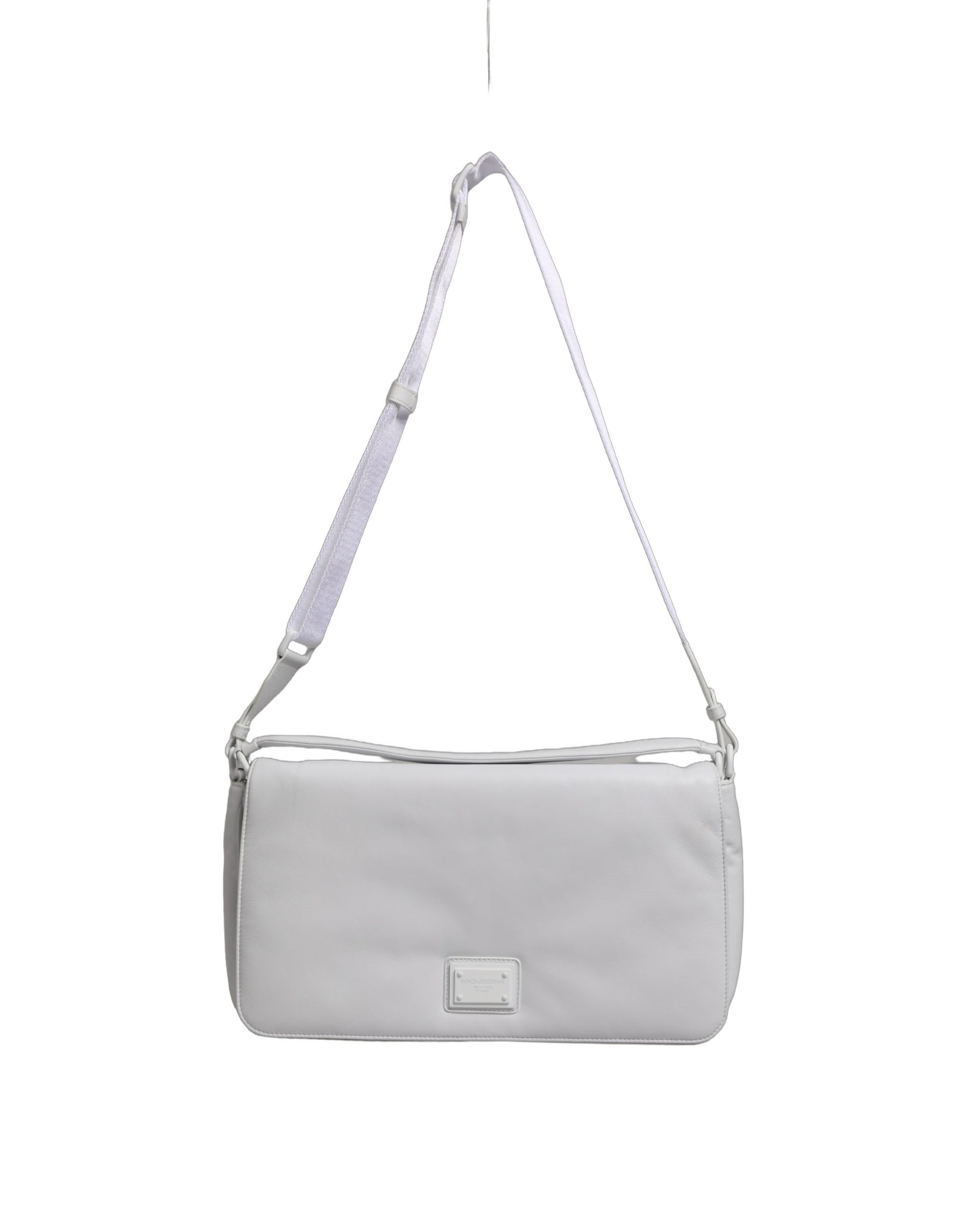 Sac bandoulière Dolce & Gabbana blanc avec plaque logo pour femme