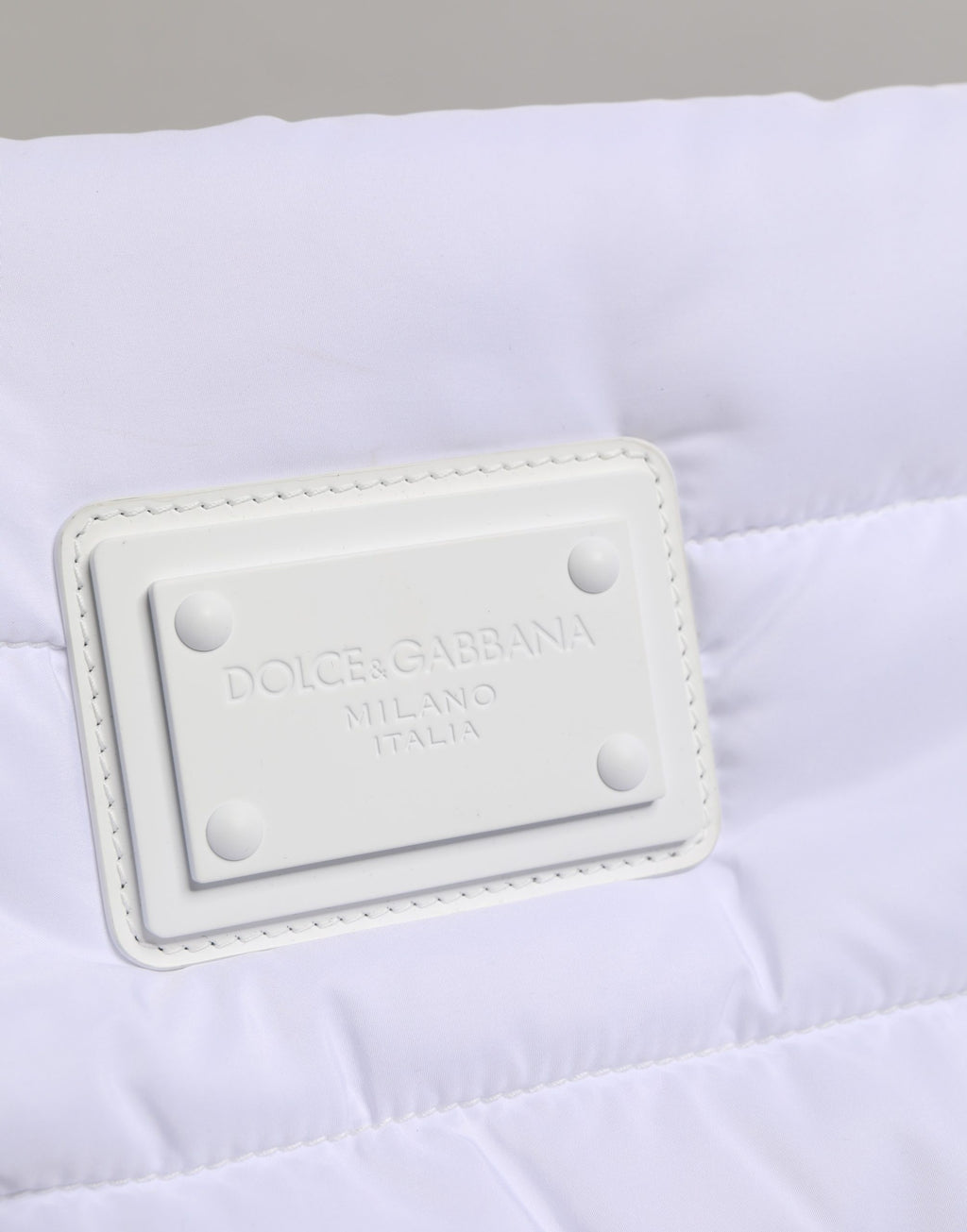 Sac porté épaule matelassé en polyester avec plaque logo blanche Dolce & Gabbana