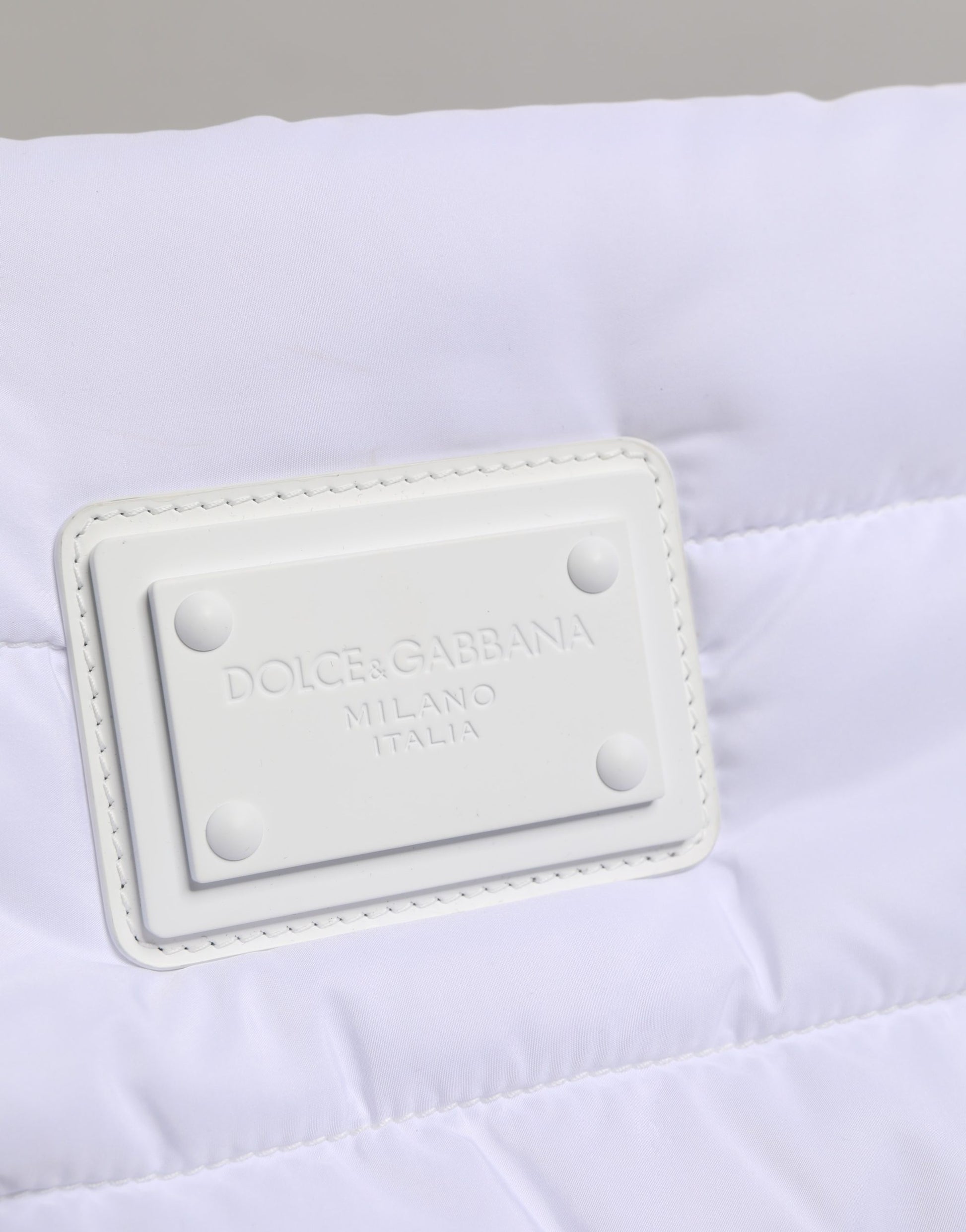 Sac porté épaule matelassé en polyester avec plaque logo blanche Dolce & Gabbana