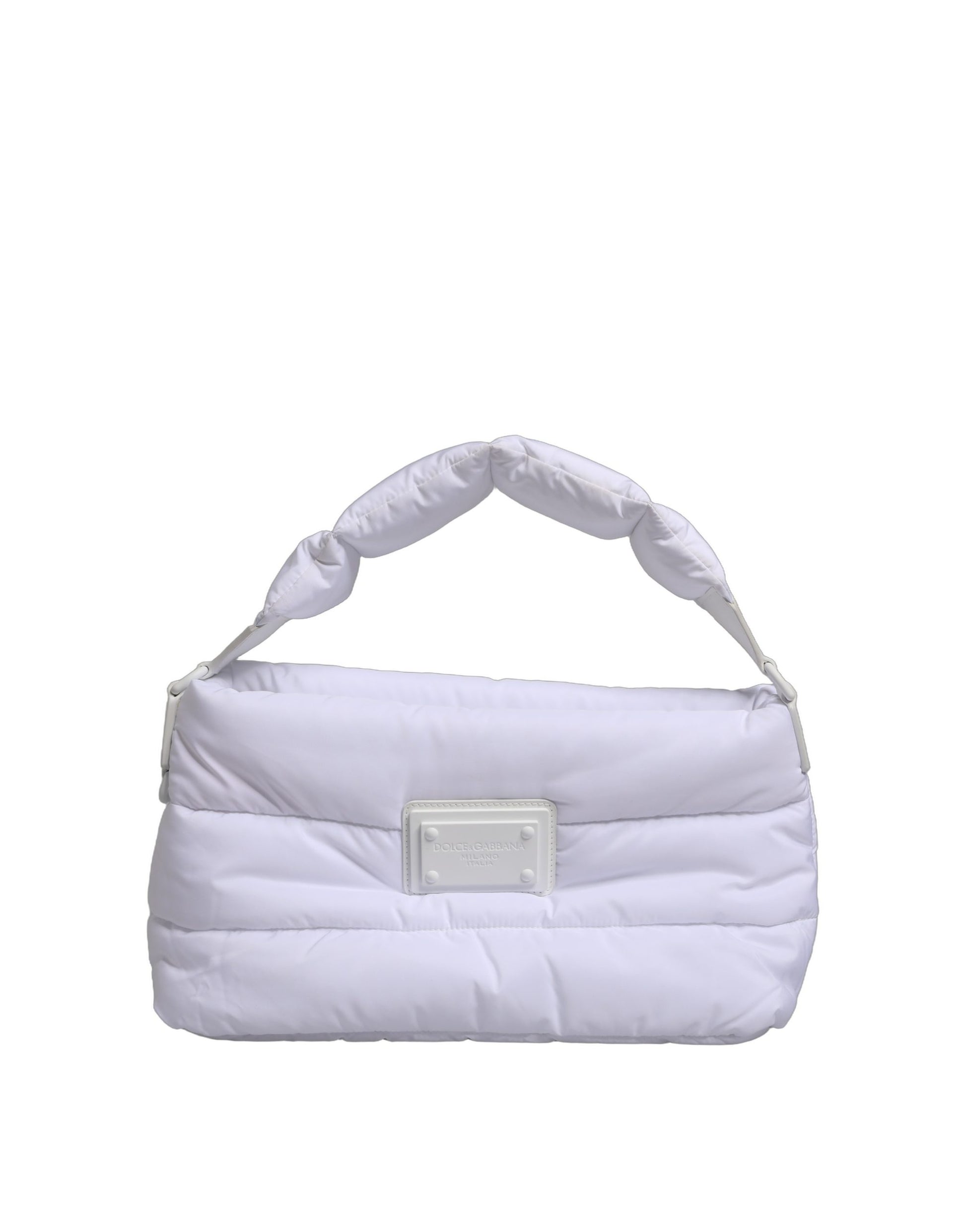 Sac porté épaule matelassé en polyester avec plaque logo blanche Dolce & Gabbana
