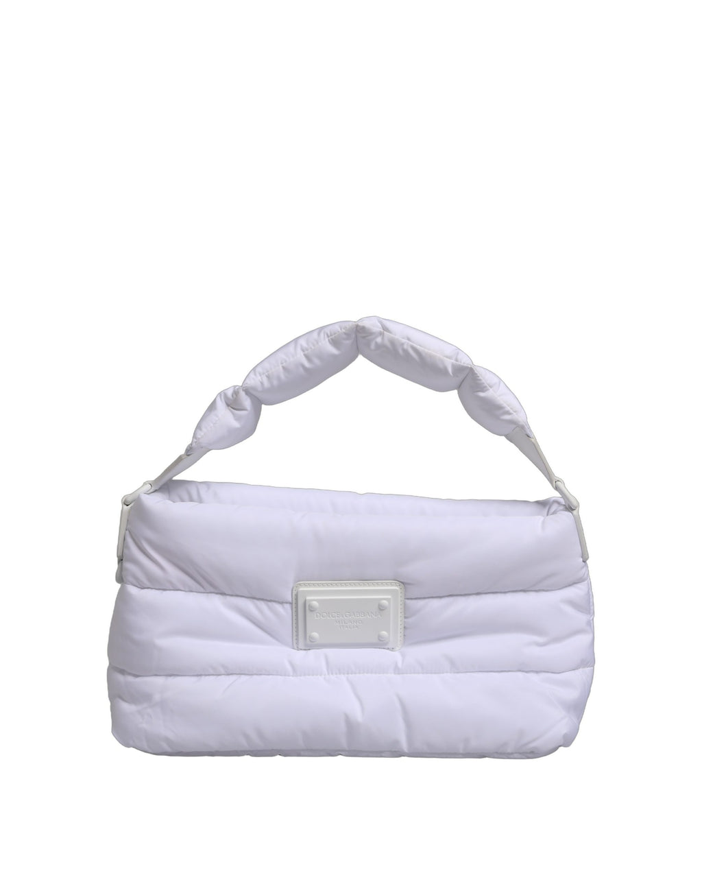 Sac porté épaule matelassé en polyester avec plaque logo blanche Dolce & Gabbana