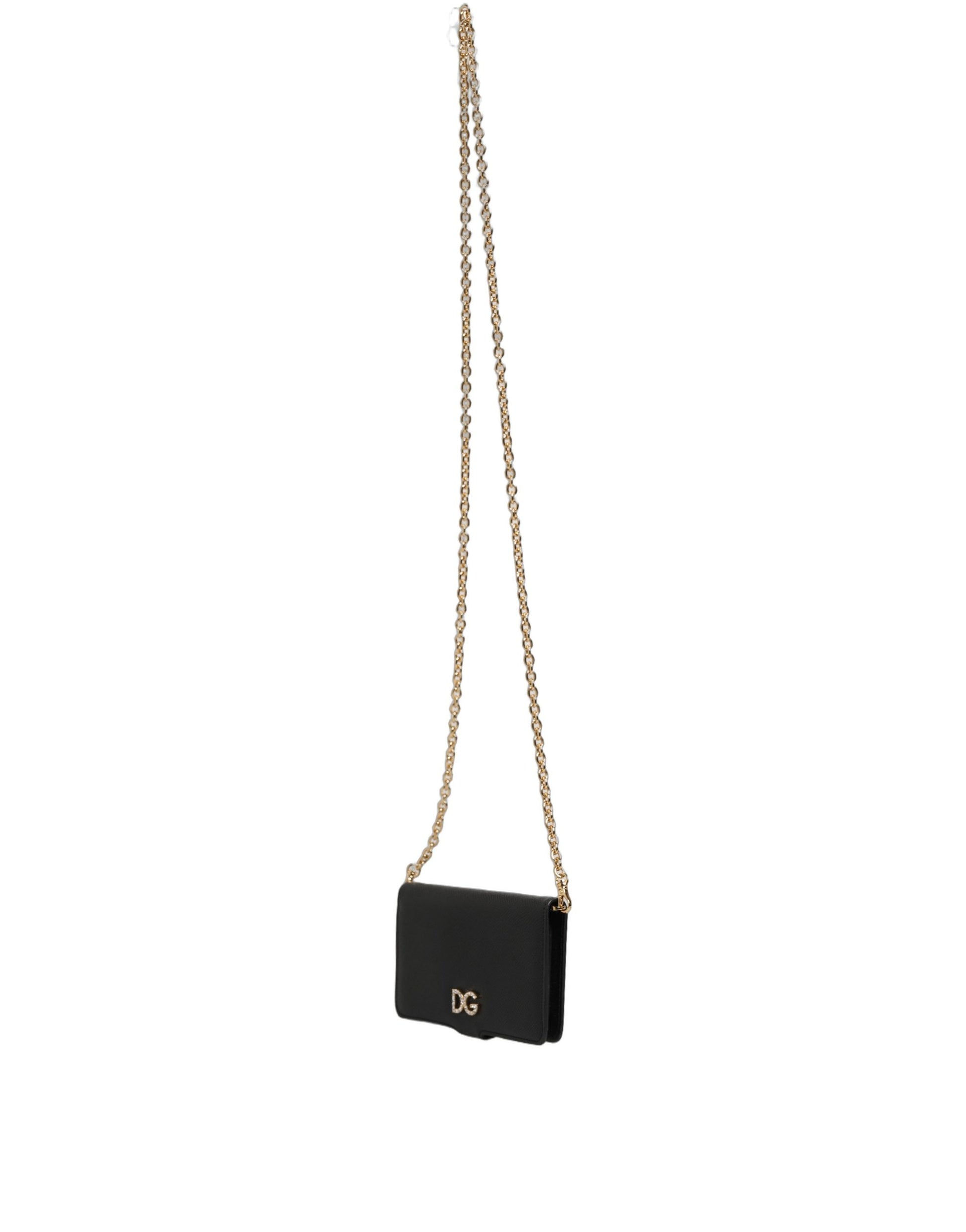 Étui portefeuille Dolce & Gabbana en cuir de veau noir pour iPhone X - XS